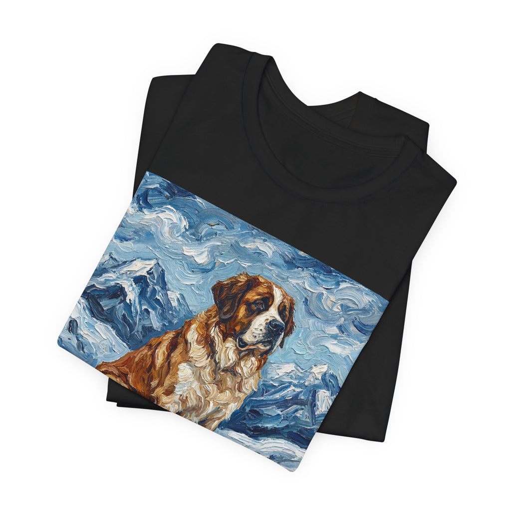Van Gogh Style Saint Bernard T-Shirt — Alpine Snow Art Print