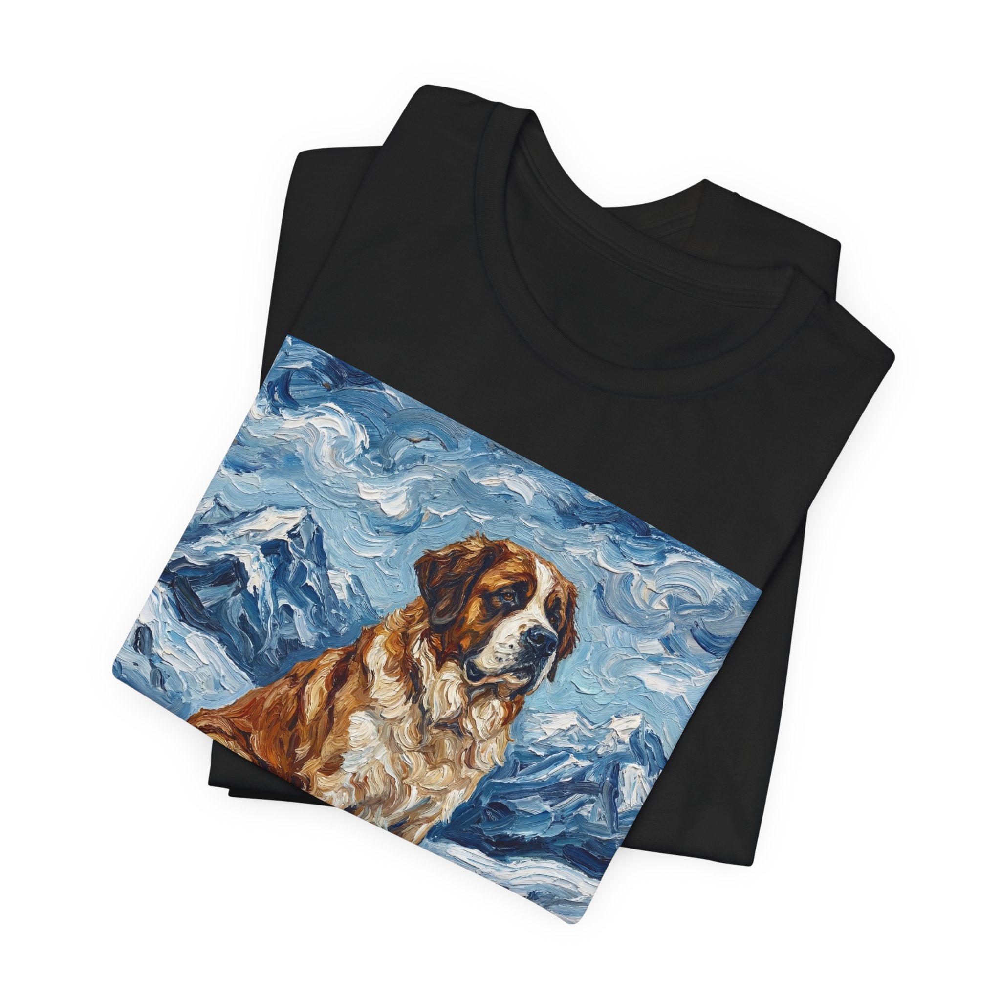 Van Gogh Style Saint Bernard T-Shirt — Alpine Snow Art Print