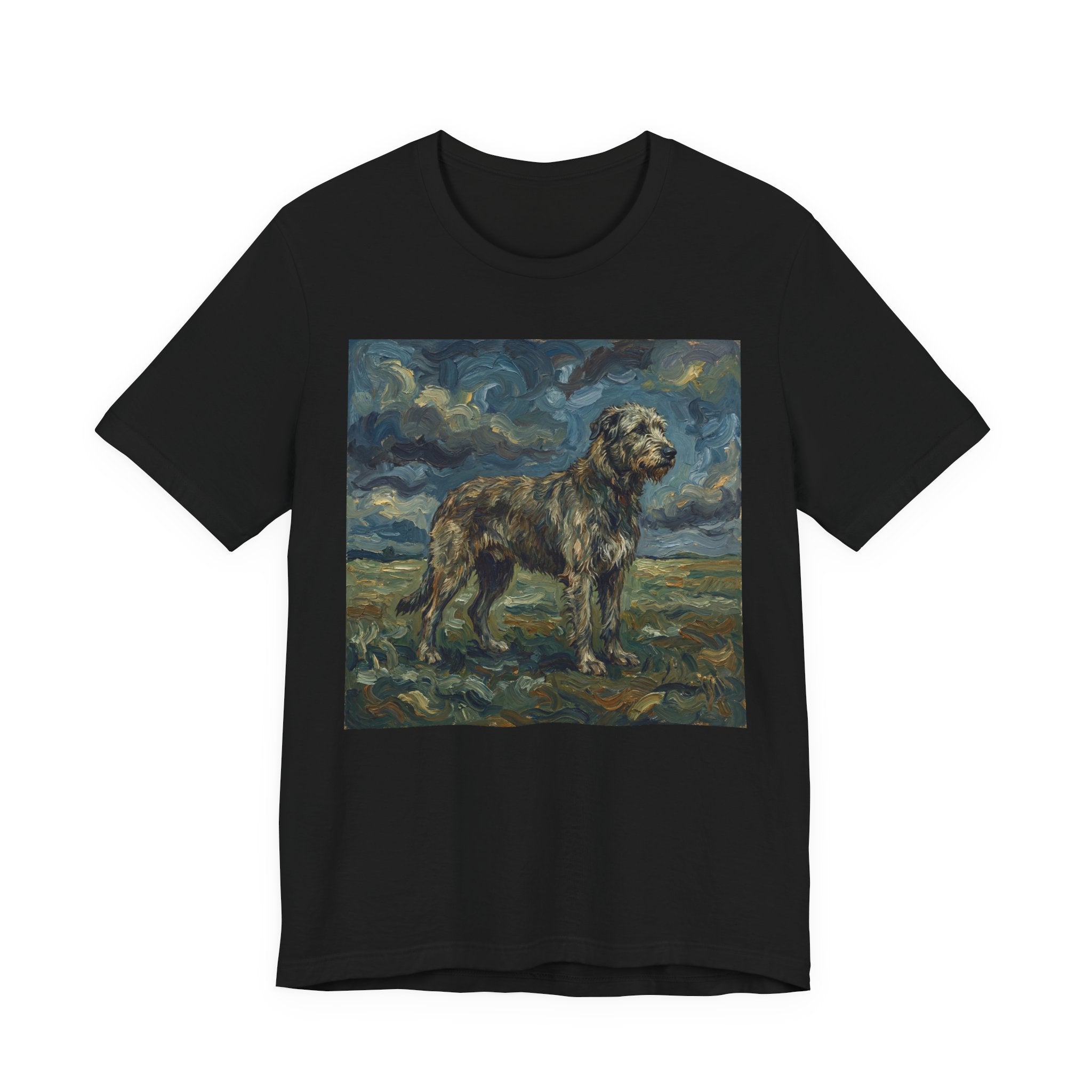 Van Gogh Style Irish Wolfhound T-Shirt — Stormy Moorland Art Print