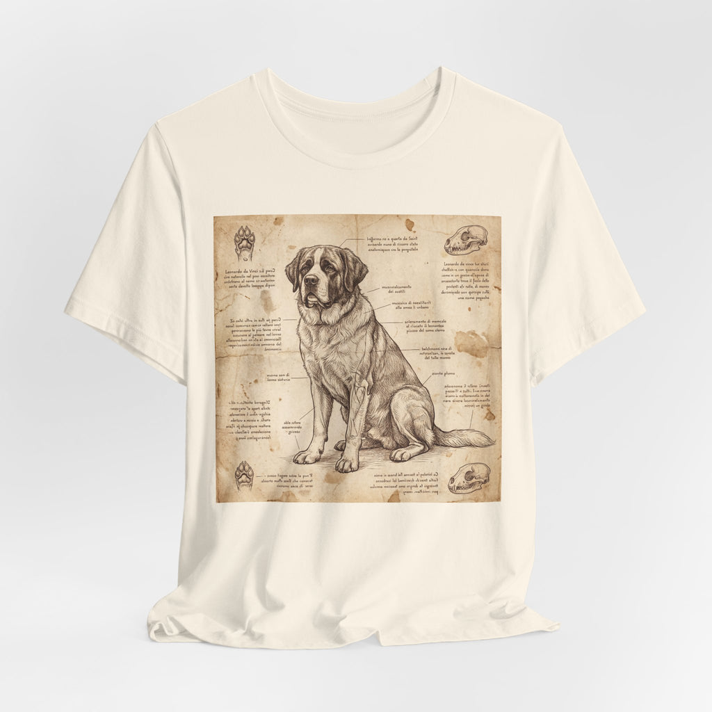 Da Vinci Style Saint Bernard T-Shirt — Anatomical Blueprint Art Print