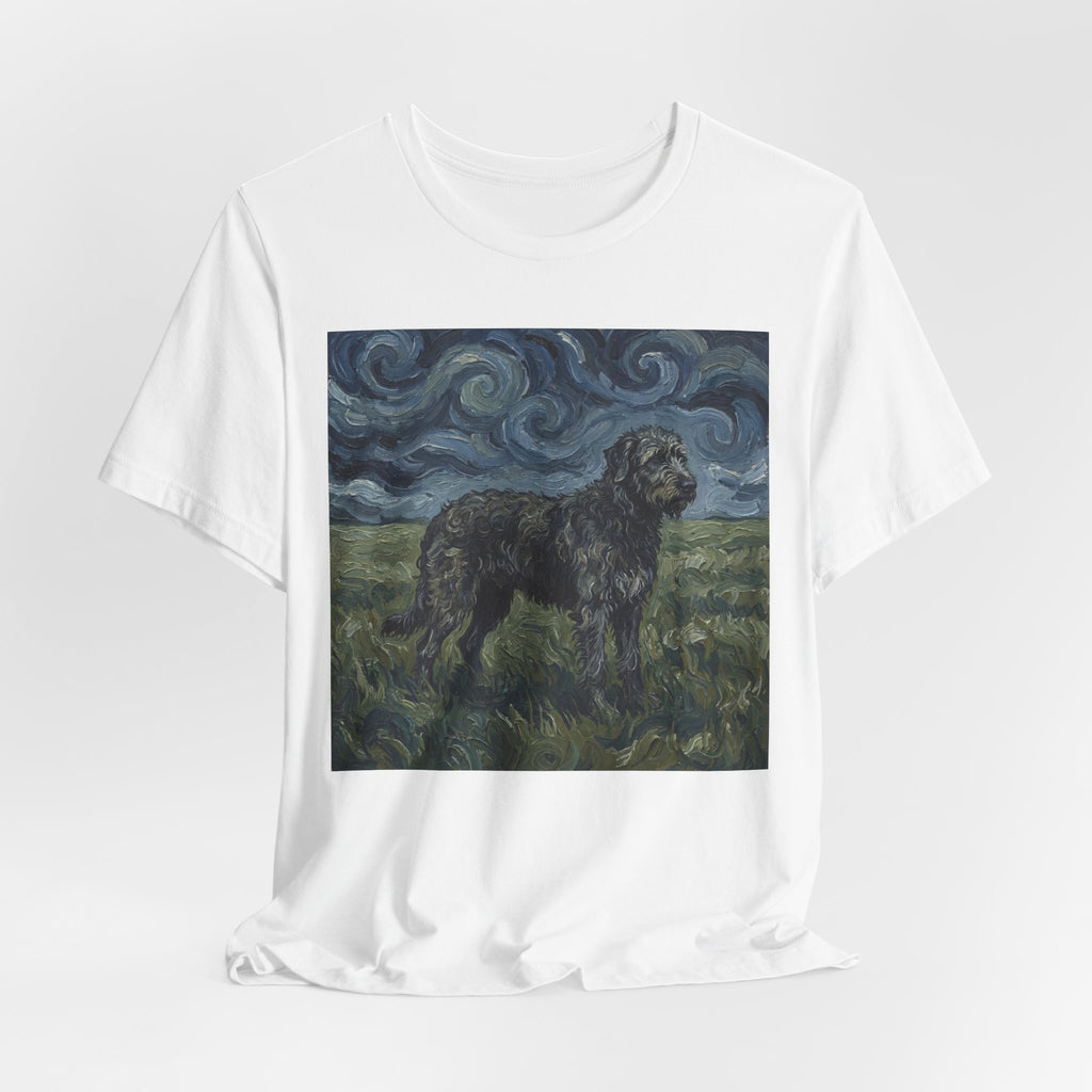 Van Gogh Style Irish Wolfhound T-Shirt — Swirling Storm Field Art Print