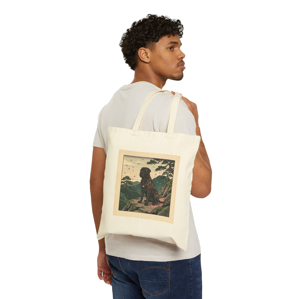 Hiroshige Cane Corso Tote Bag – Cherry Blossom Mountain Art Print – lifestyle view
