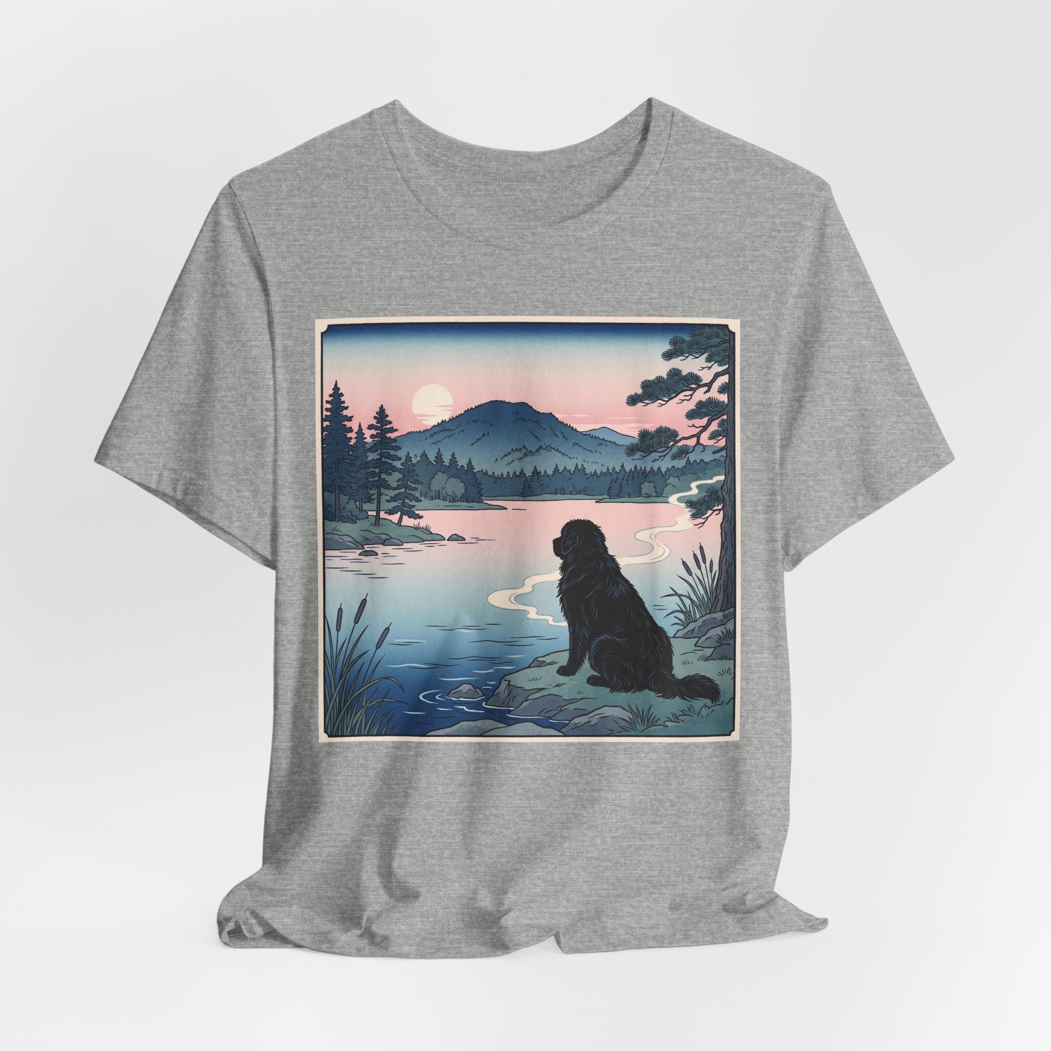 Hiroshige Style Newfoundland T-Shirt — Lakeside Dusk Art Print