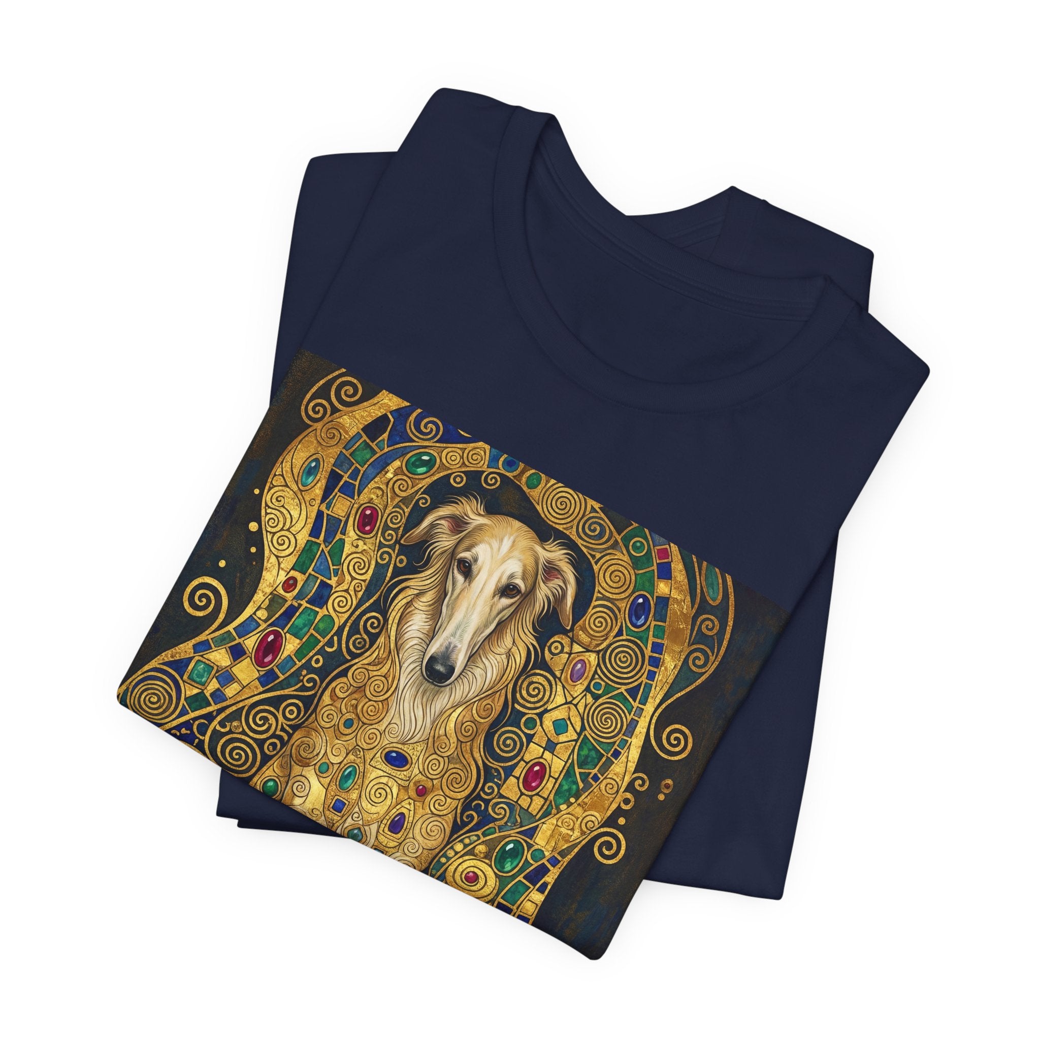 Klimt Style Irish Wolfhound T-Shirt — Gold Mosaic Art Print