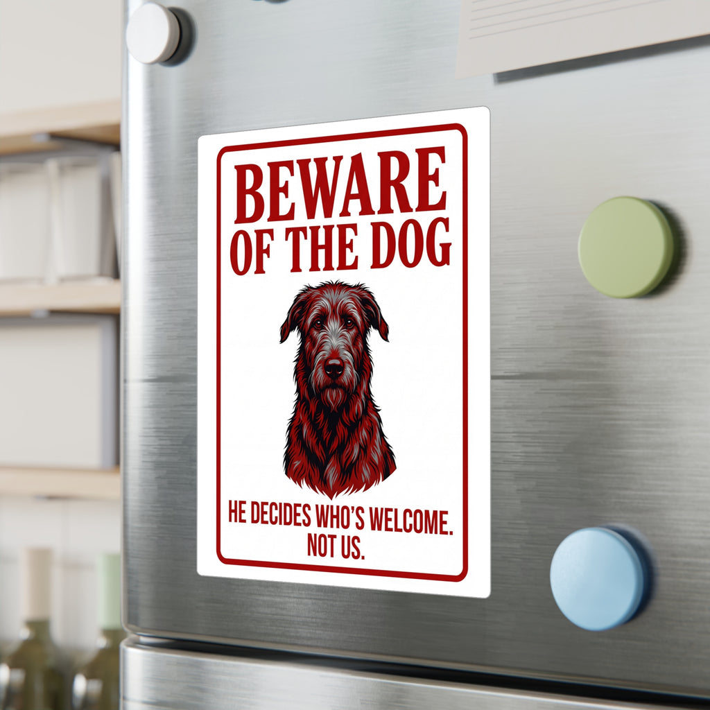 Beware of Irish Wolfhound Sign – Bold Red Warning Outdoor Vinyl Decal – alternate view