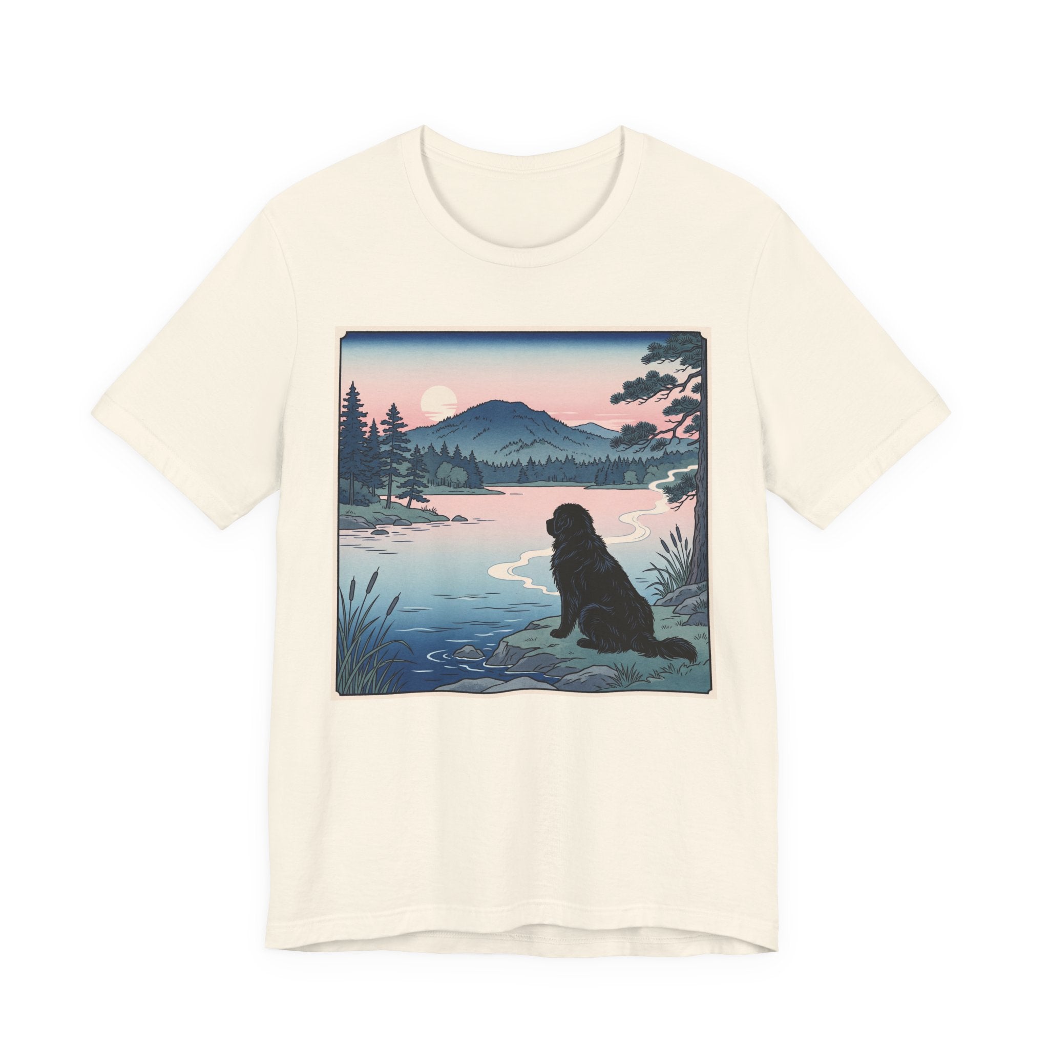 Hiroshige Style Newfoundland T-Shirt — Lakeside Dusk Art Print