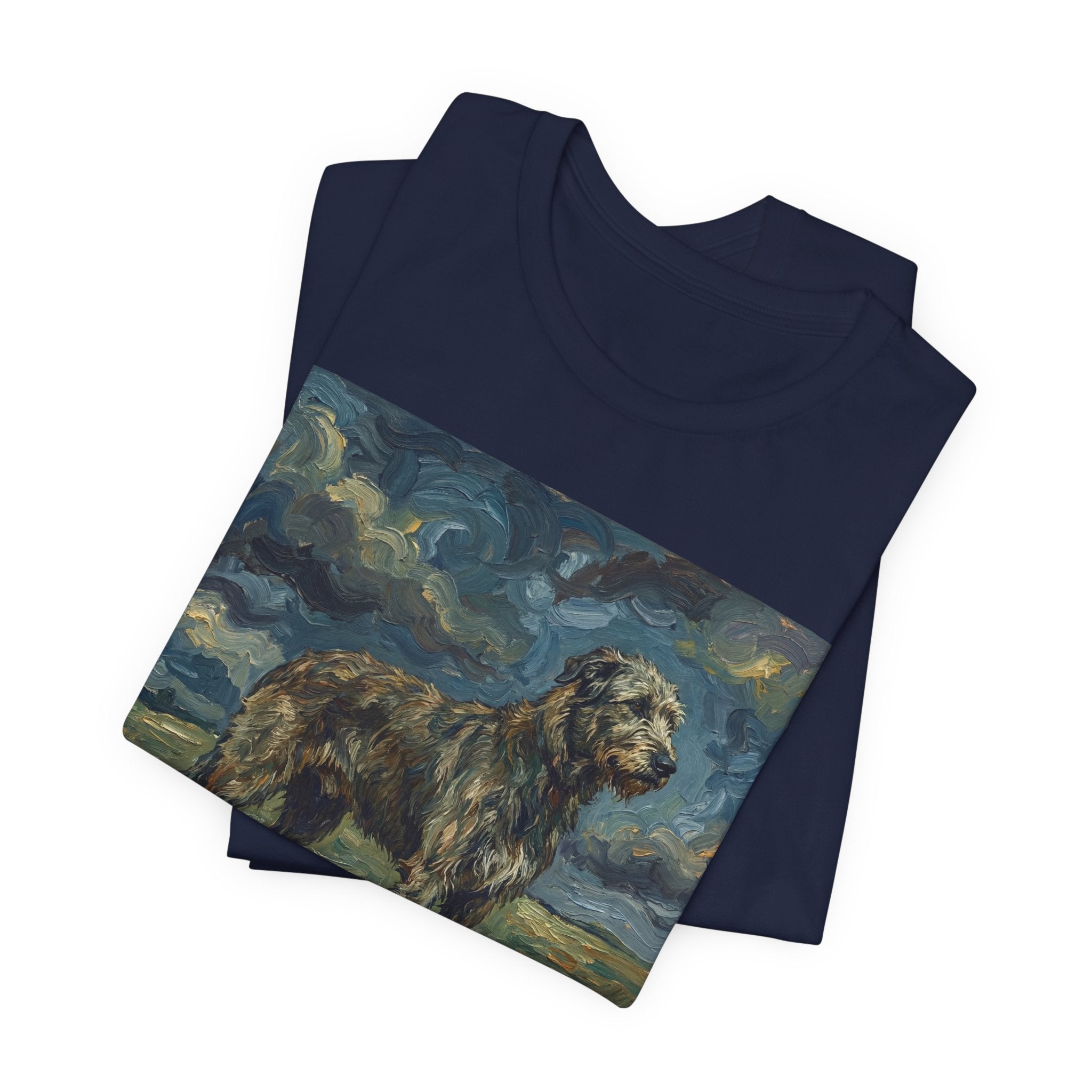 Van Gogh Style Irish Wolfhound T-Shirt — Stormy Moorland Art Print