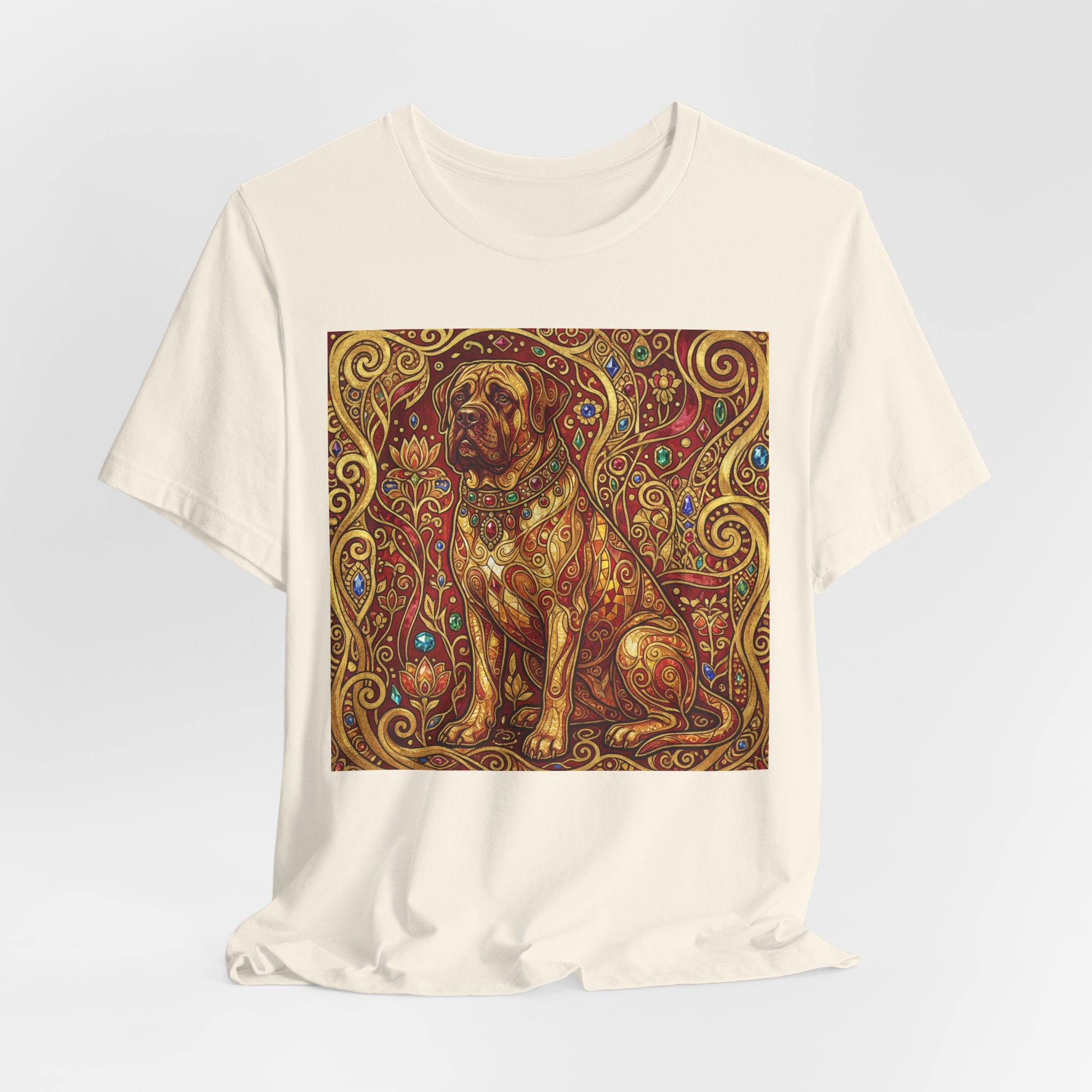 Klimt Style Mastiff T-Shirt — Gold Jeweled Ornamental Art Print