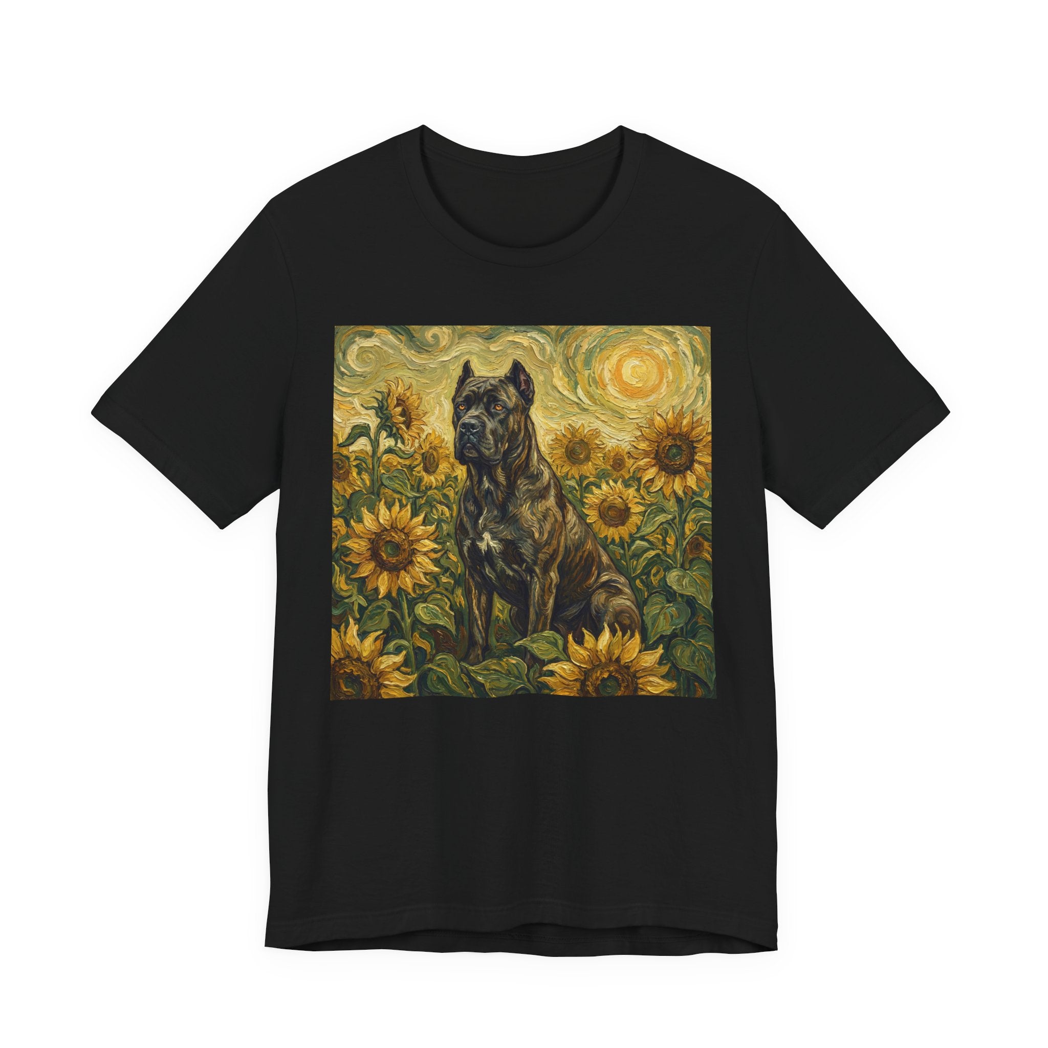 Van Gogh Style Cane Corso T-Shirt — Sunflower Field Art Print