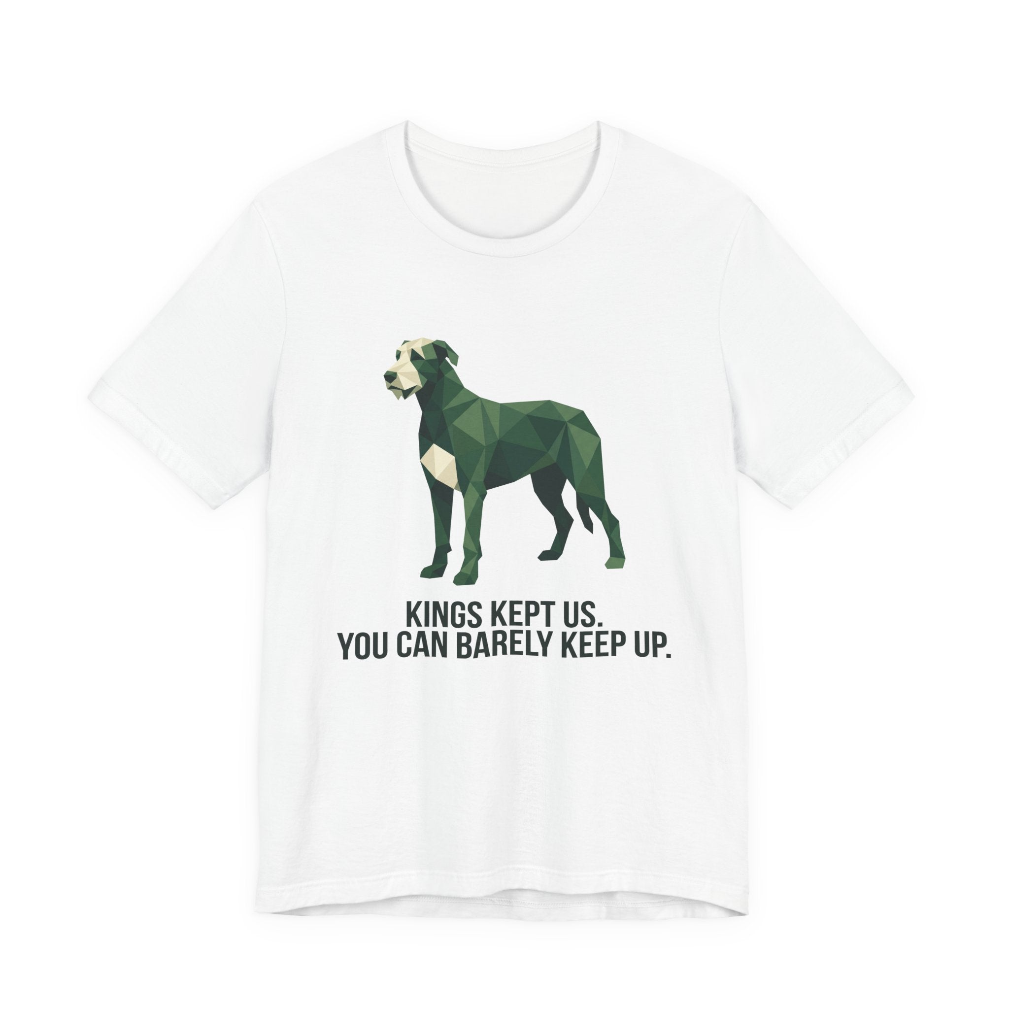 Irish Wolfhound Low Poly T-Shirt — Deep Forest Green Geometric Art Print