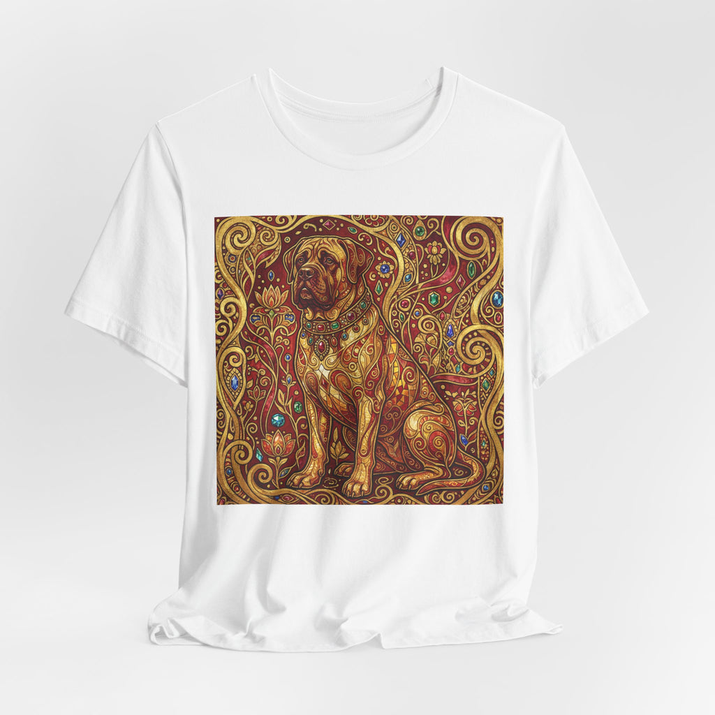 Klimt Style Mastiff T-Shirt — Gold Jeweled Ornamental Art Print