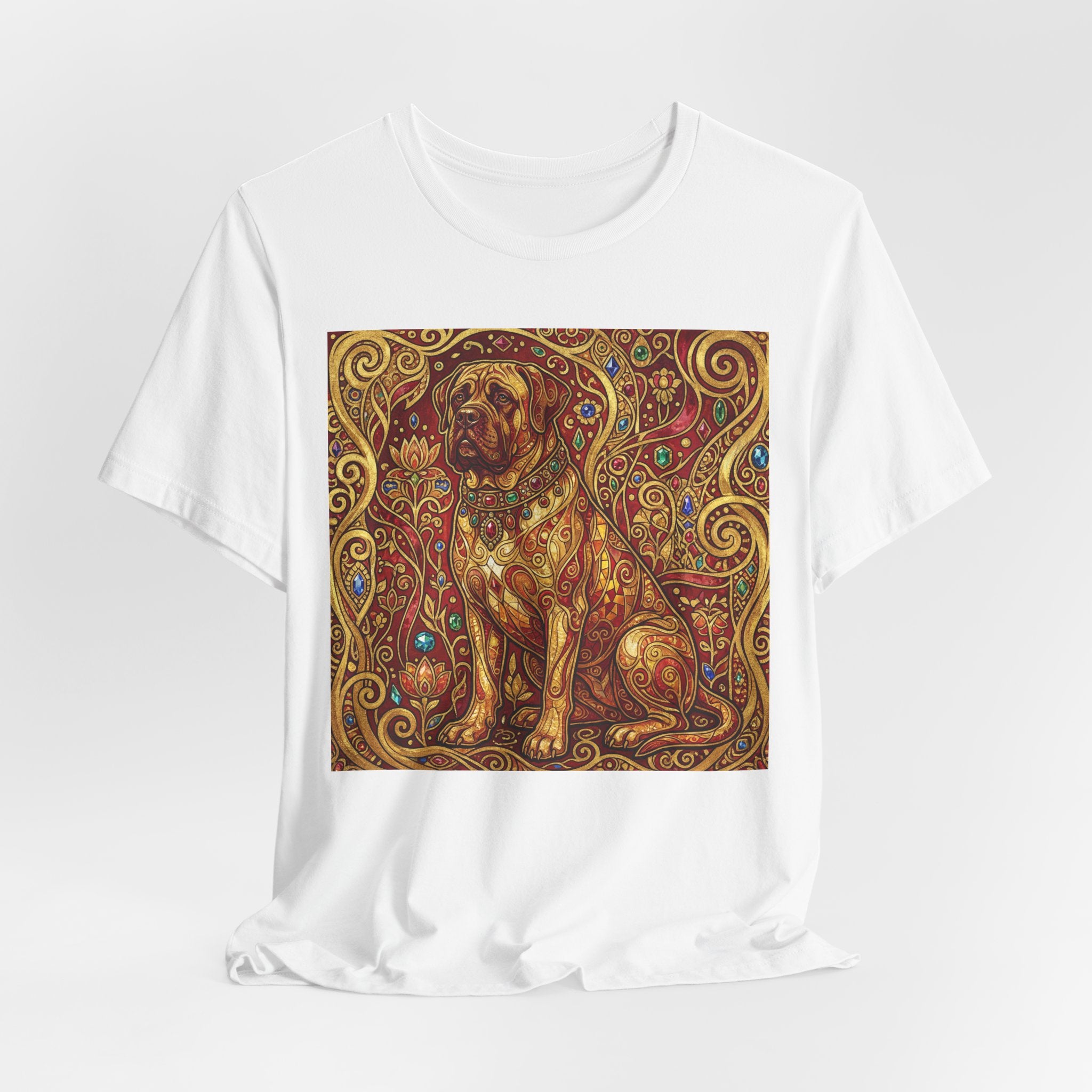 Klimt Style Mastiff T-Shirt — Gold Jeweled Ornamental Art Print