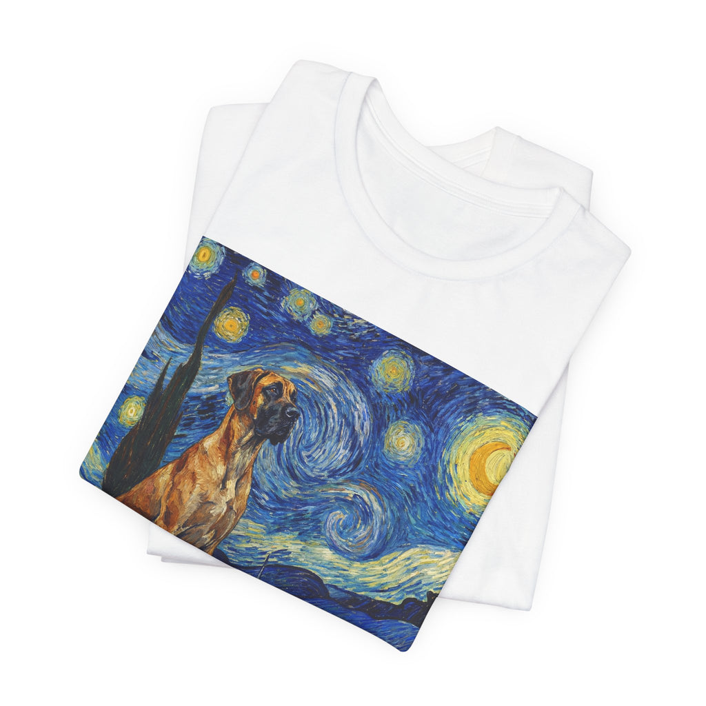 Van Gogh Style Great Dane T-Shirt — Starry Night Inspired Art Print