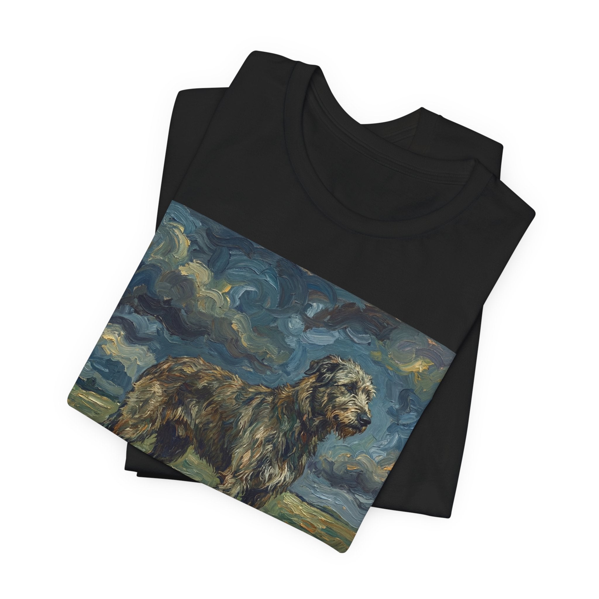 Van Gogh Style Irish Wolfhound T-Shirt — Stormy Moorland Art Print