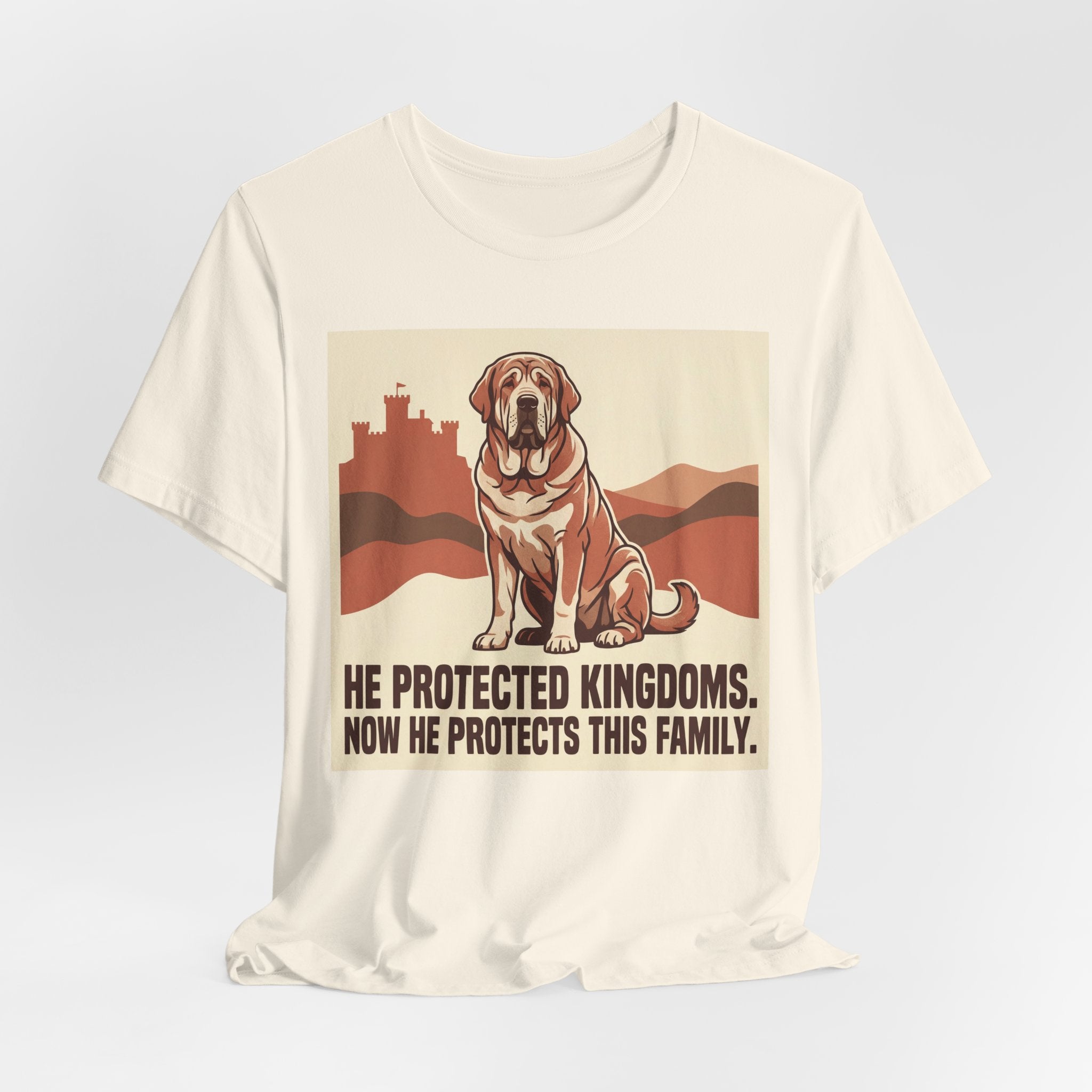 Spanish Mastiff Vintage Retro Art T-Shirt | Warm Castle Silhouette