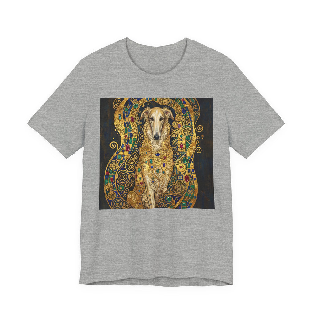 Klimt Style Irish Wolfhound T-Shirt — Gold Mosaic Art Print