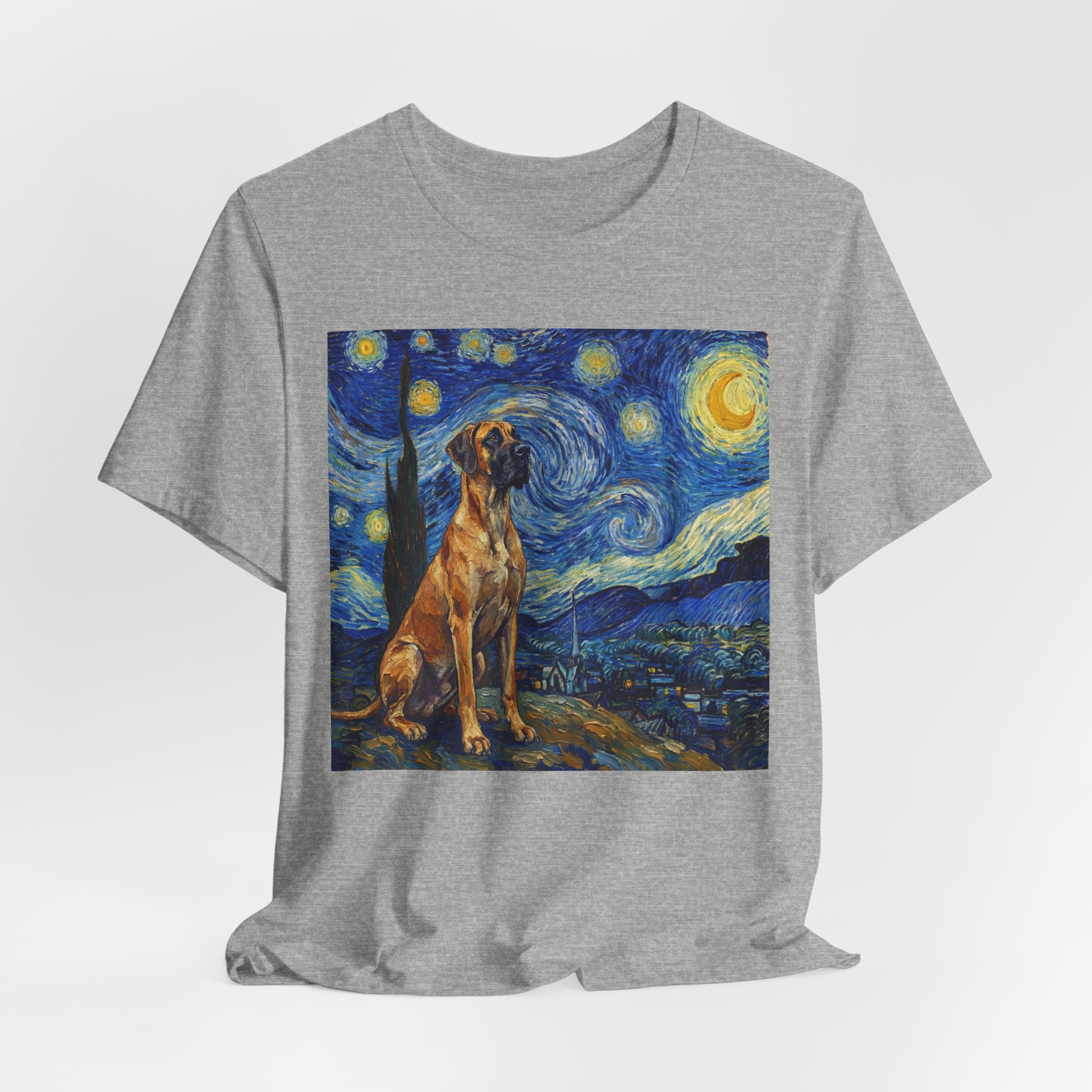 Van Gogh Style Great Dane T-Shirt — Starry Night Inspired Art Print