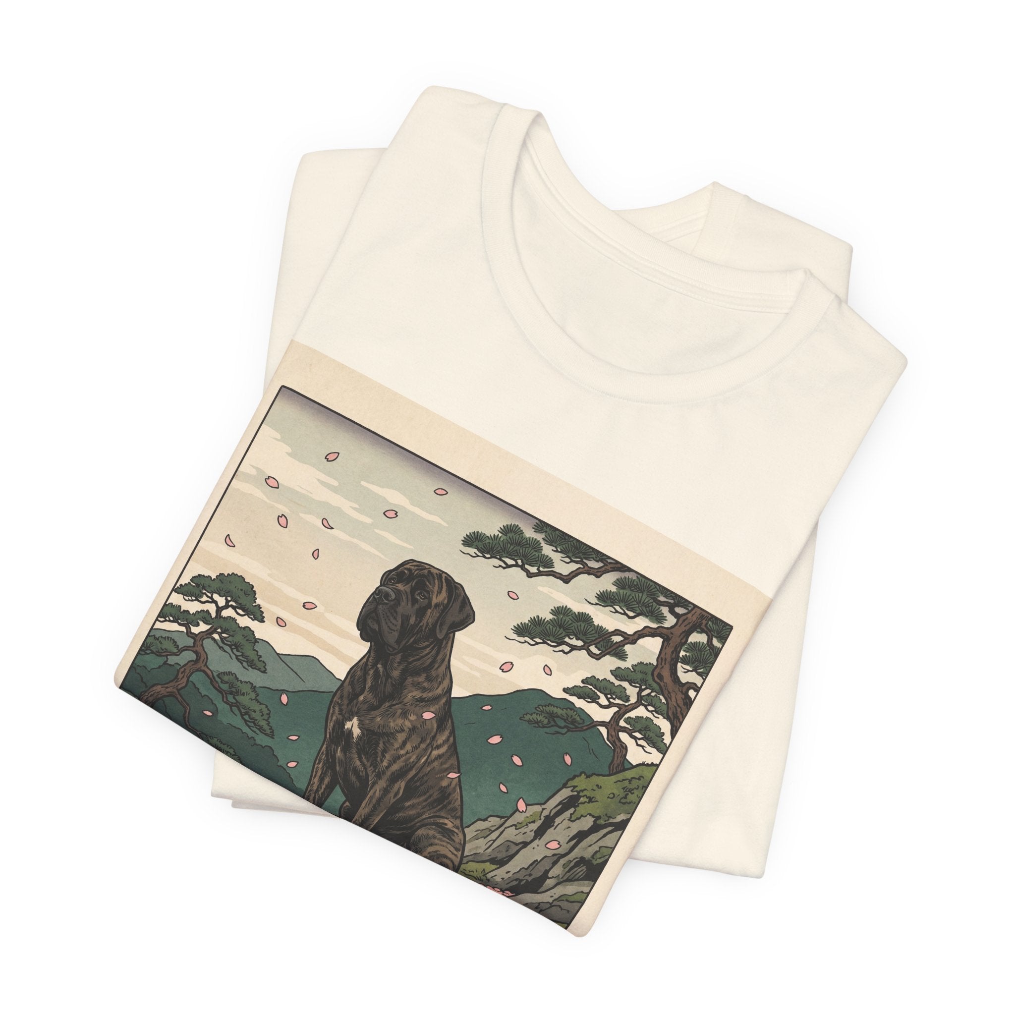 Hiroshige Style Cane Corso T-Shirt — Cherry Blossom Mountain Art Print