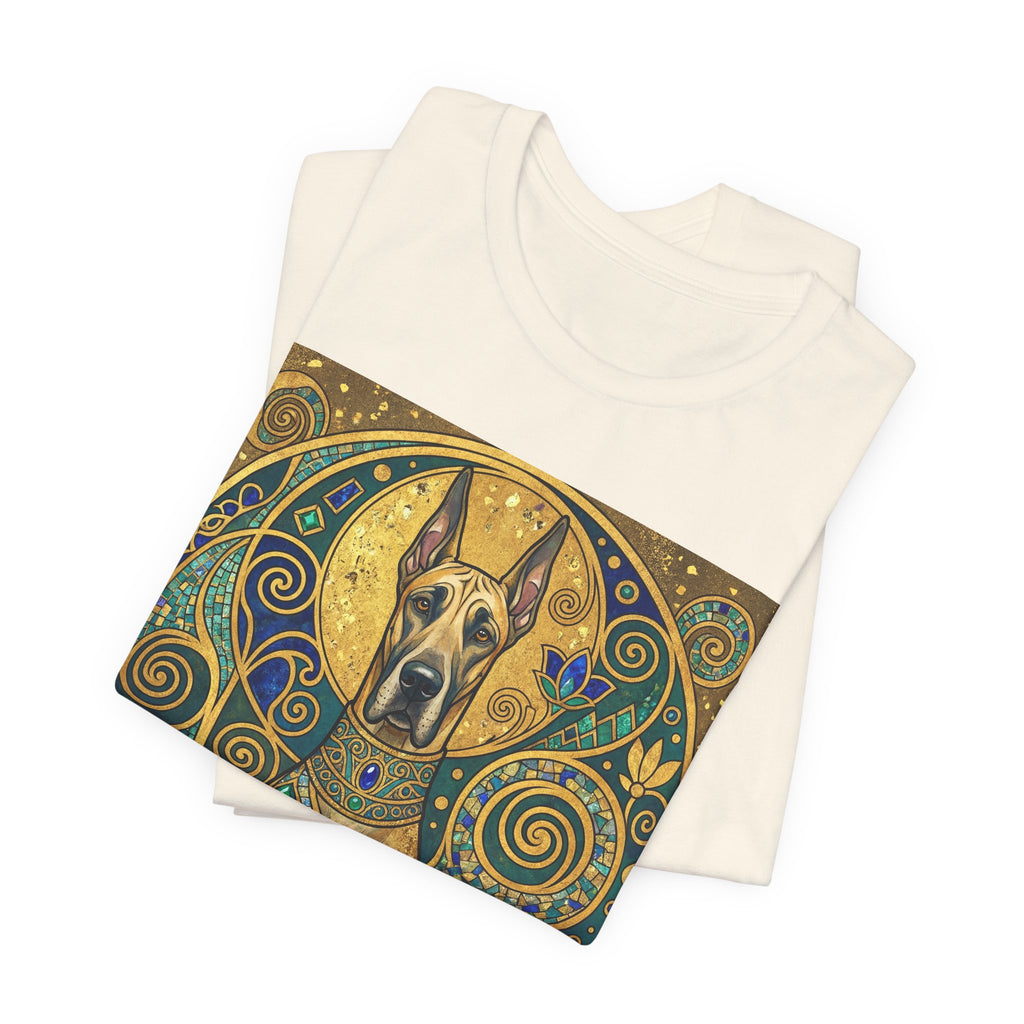Klimt Style Great Dane T-Shirt — Gold Mosaic Mandala Art Print