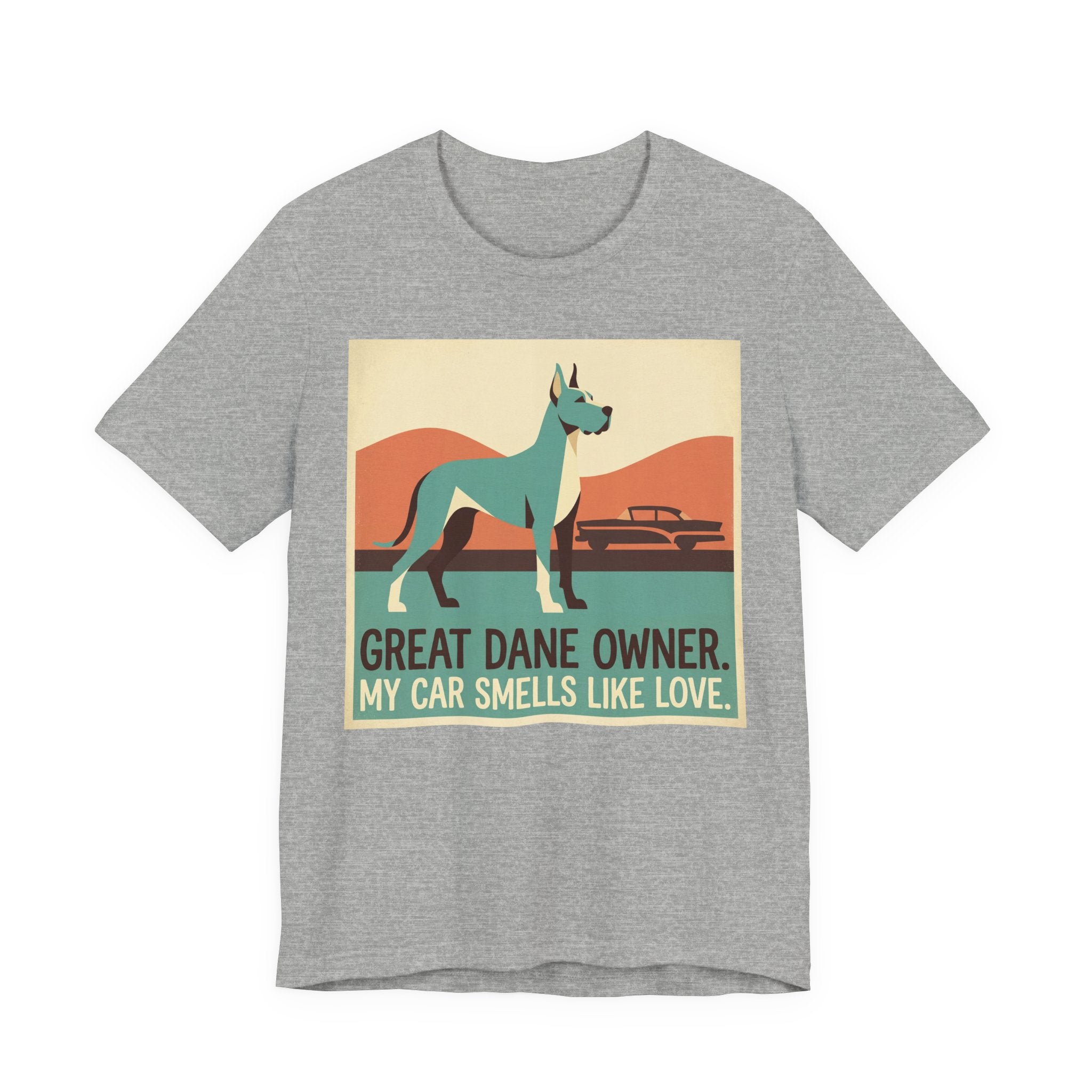 Great Dane Vintage Retro Art T-Shirt | Teal & Coral Mid-Century
