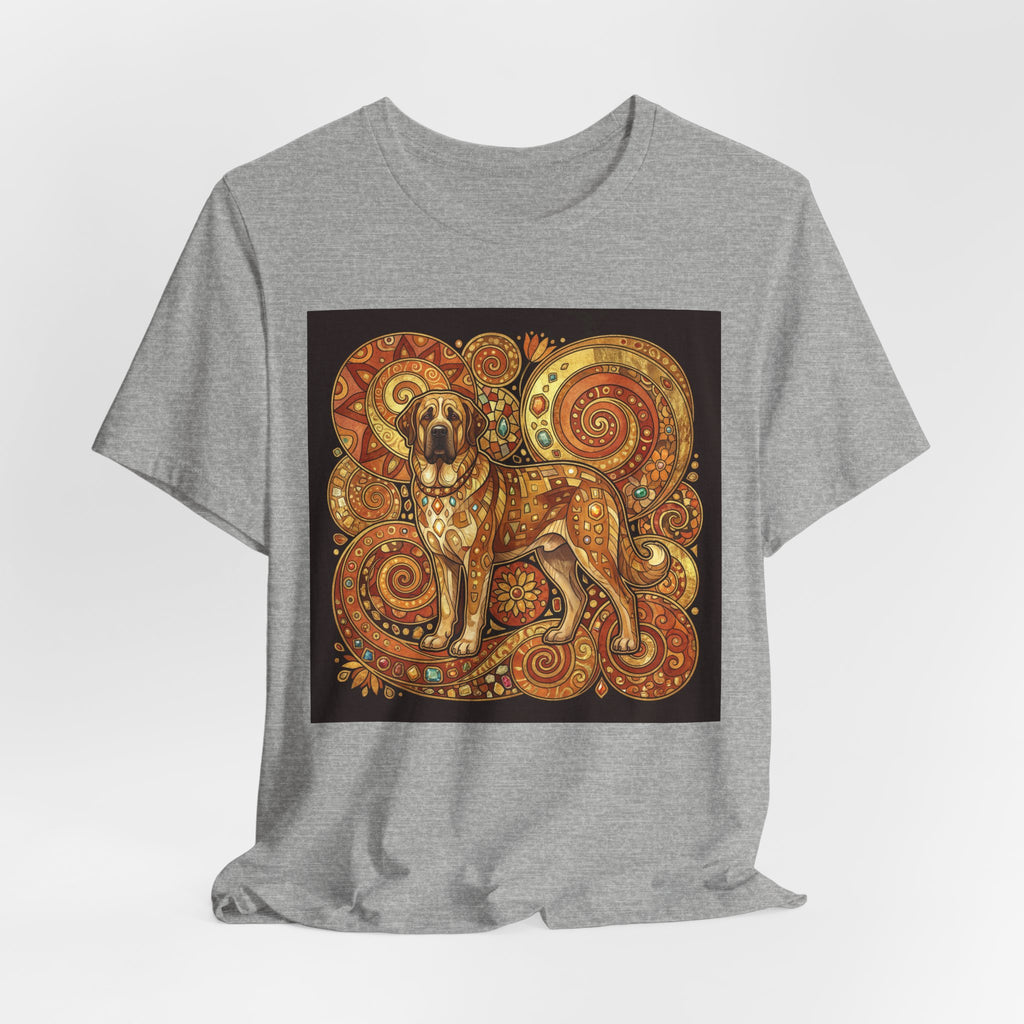 Klimt Style Spanish Mastiff T-Shirt — Gold Spiral Mosaic Art Print