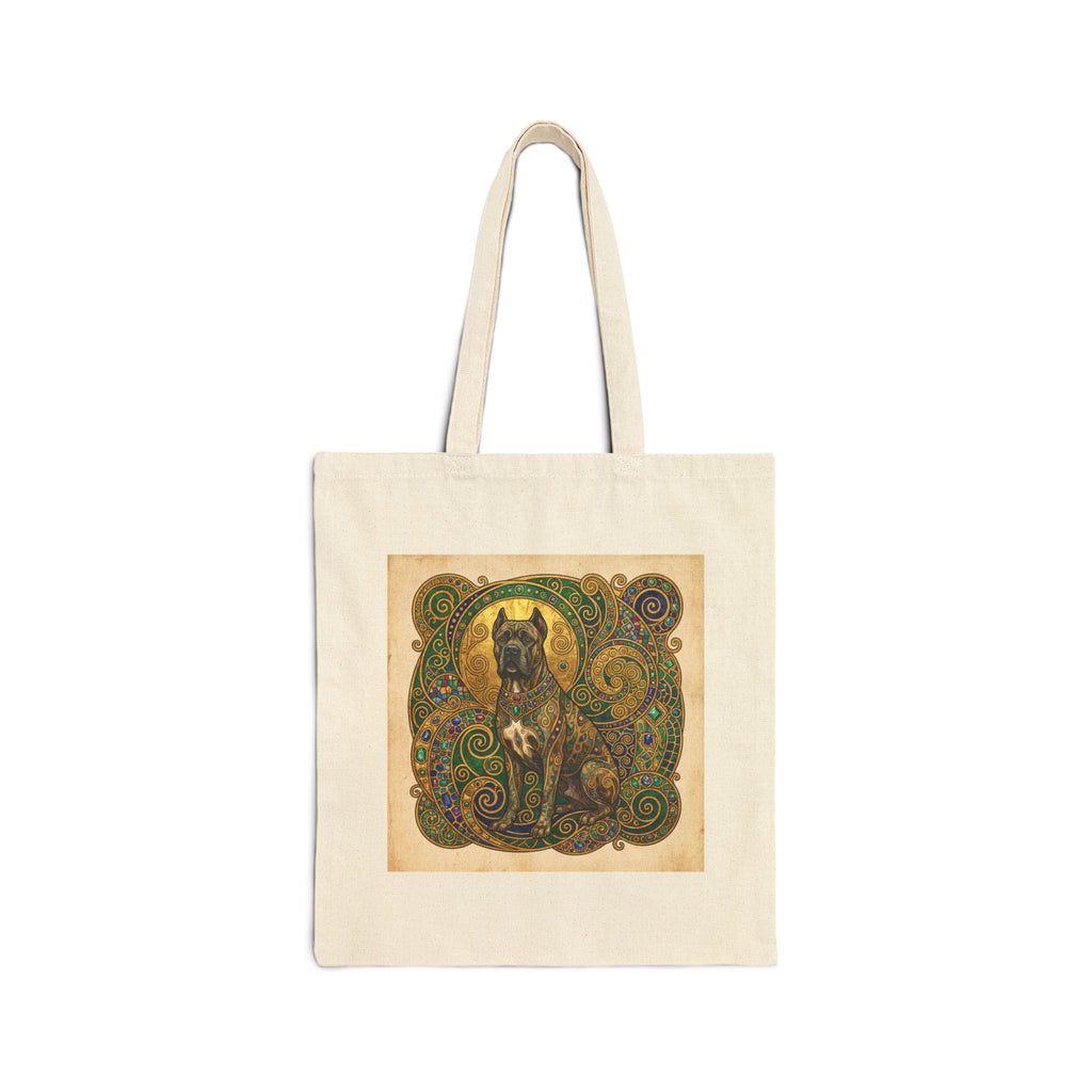 Klimt Style Cane Corso Tote Bag – Jeweled Mosaic Art Print – side view