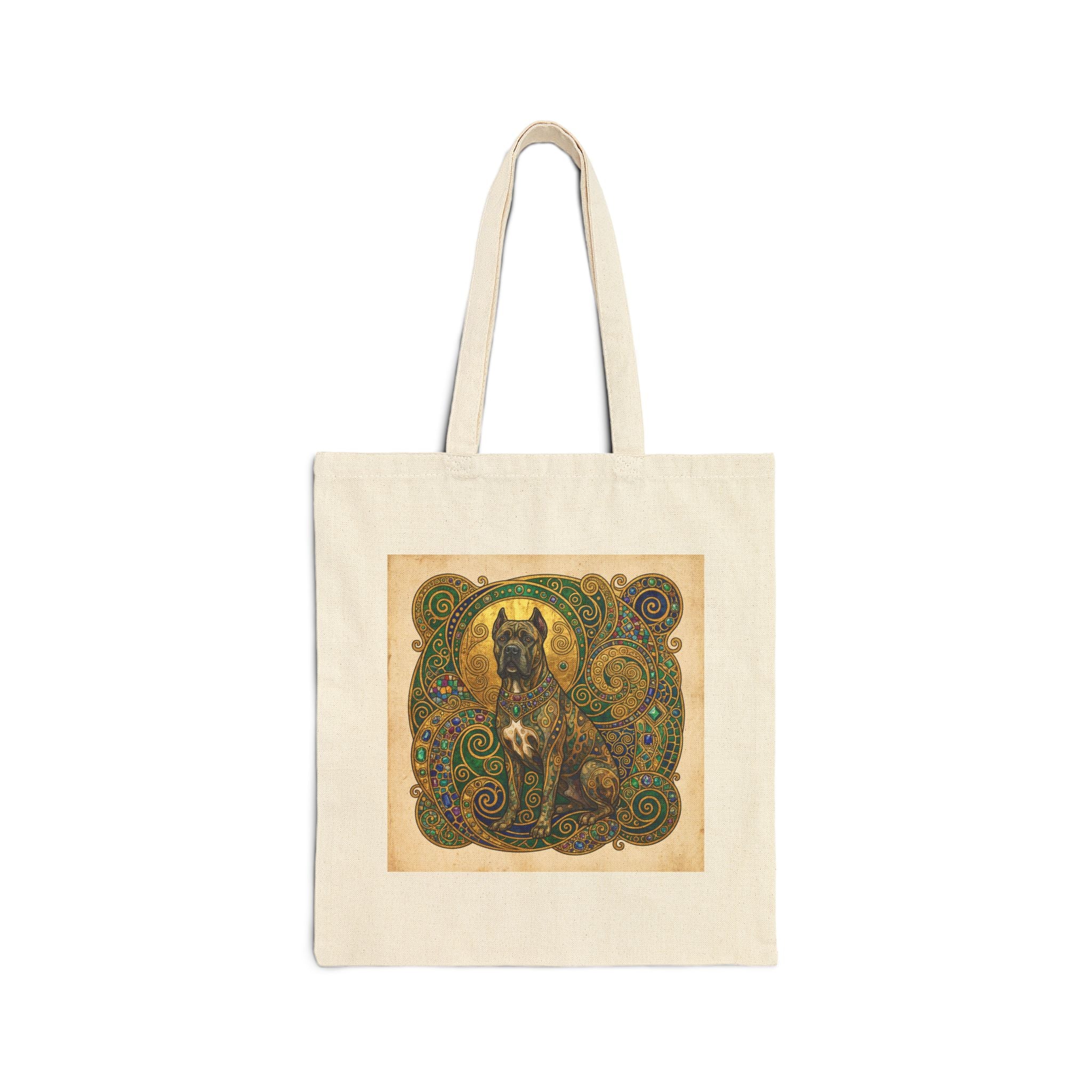 Klimt Style Cane Corso Tote Bag – Jeweled Mosaic Art Print – side view