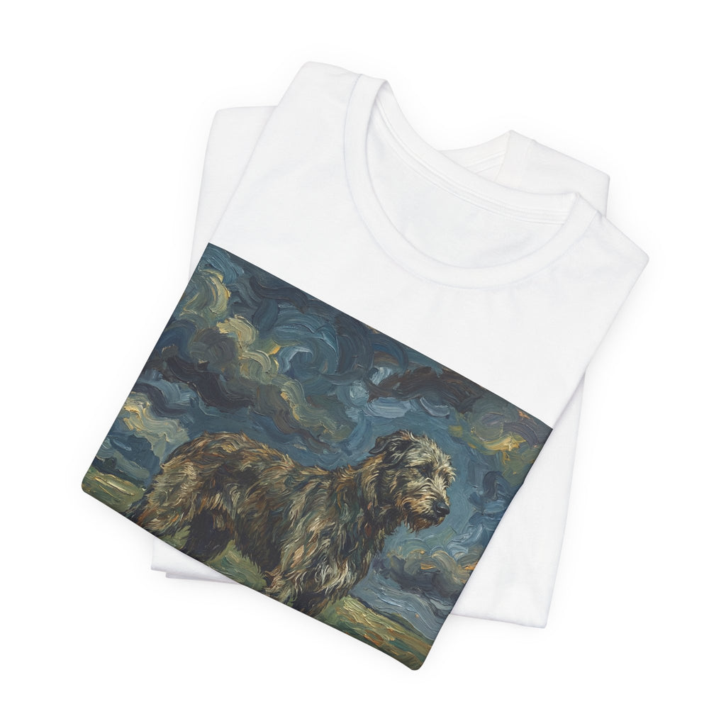 Van Gogh Style Irish Wolfhound T-Shirt — Stormy Moorland Art Print