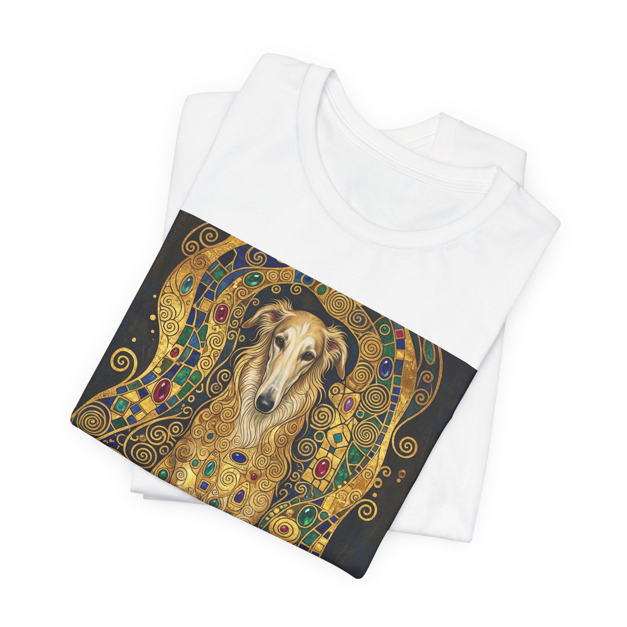 Klimt Style Irish Wolfhound T-Shirt — Gold Mosaic Art Print