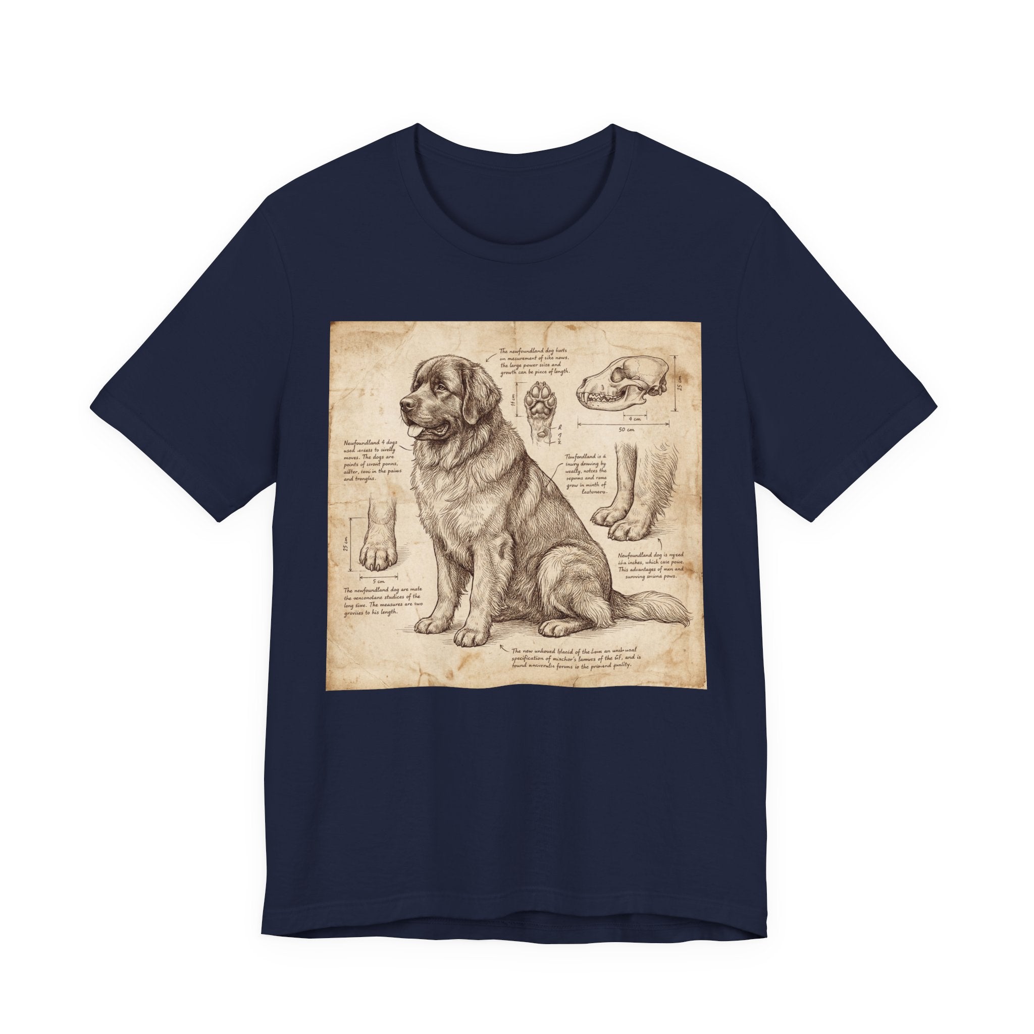 Da Vinci Style Newfoundland T-Shirt — Anatomical Parchment Art Print
