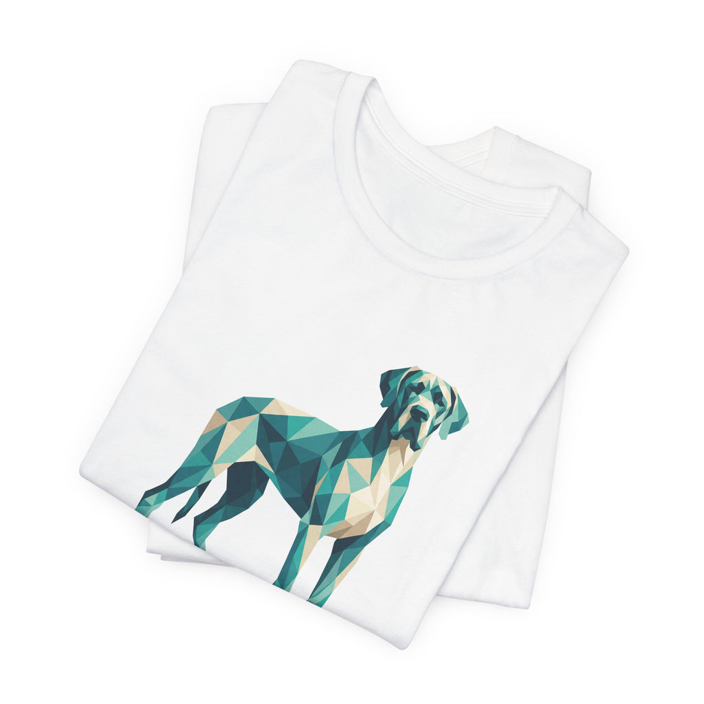 Great Dane Low Poly T-Shirt — Teal & Cream Geometric Art Print