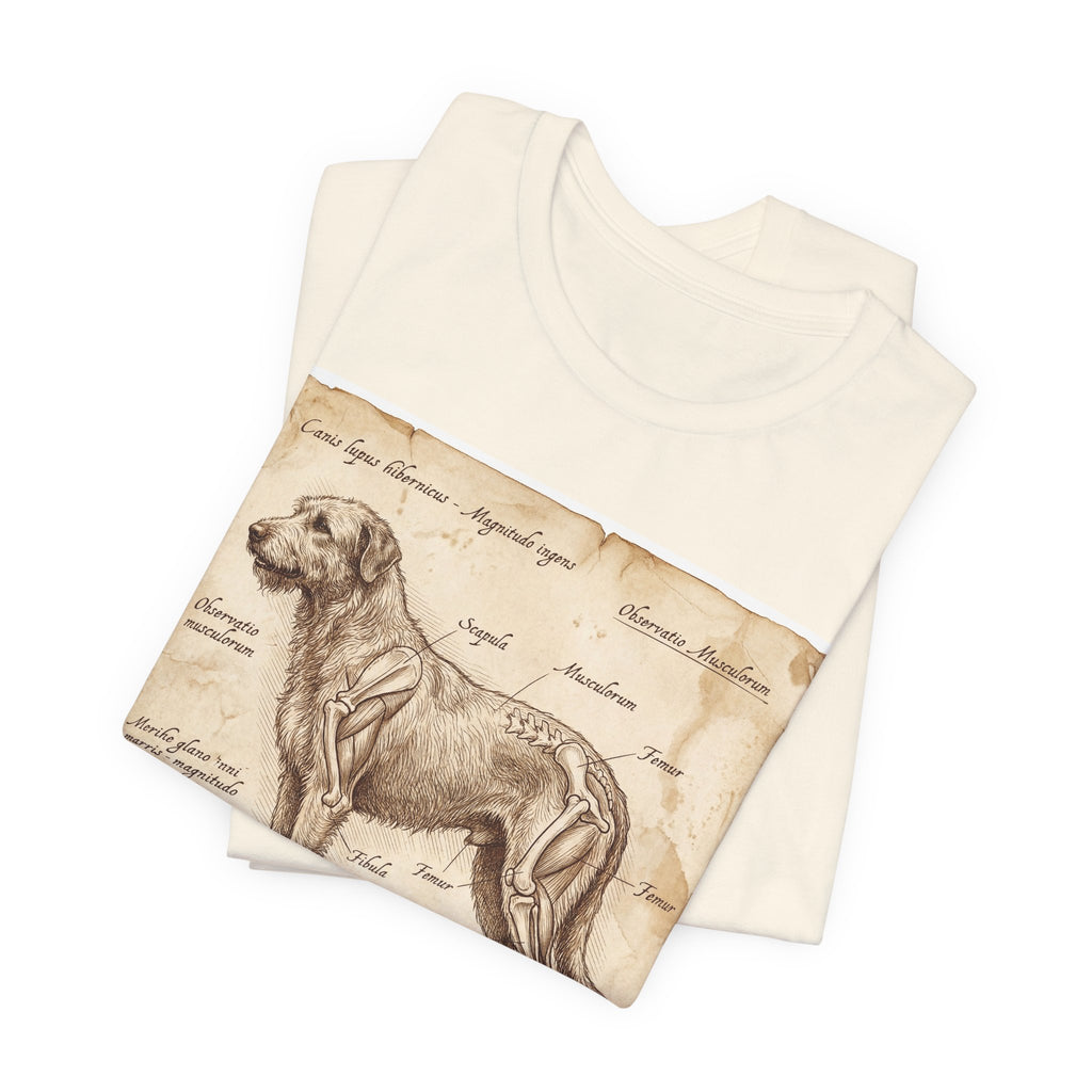 Da Vinci Style Irish Wolfhound T-Shirt — Anatomical Parchment Art Print