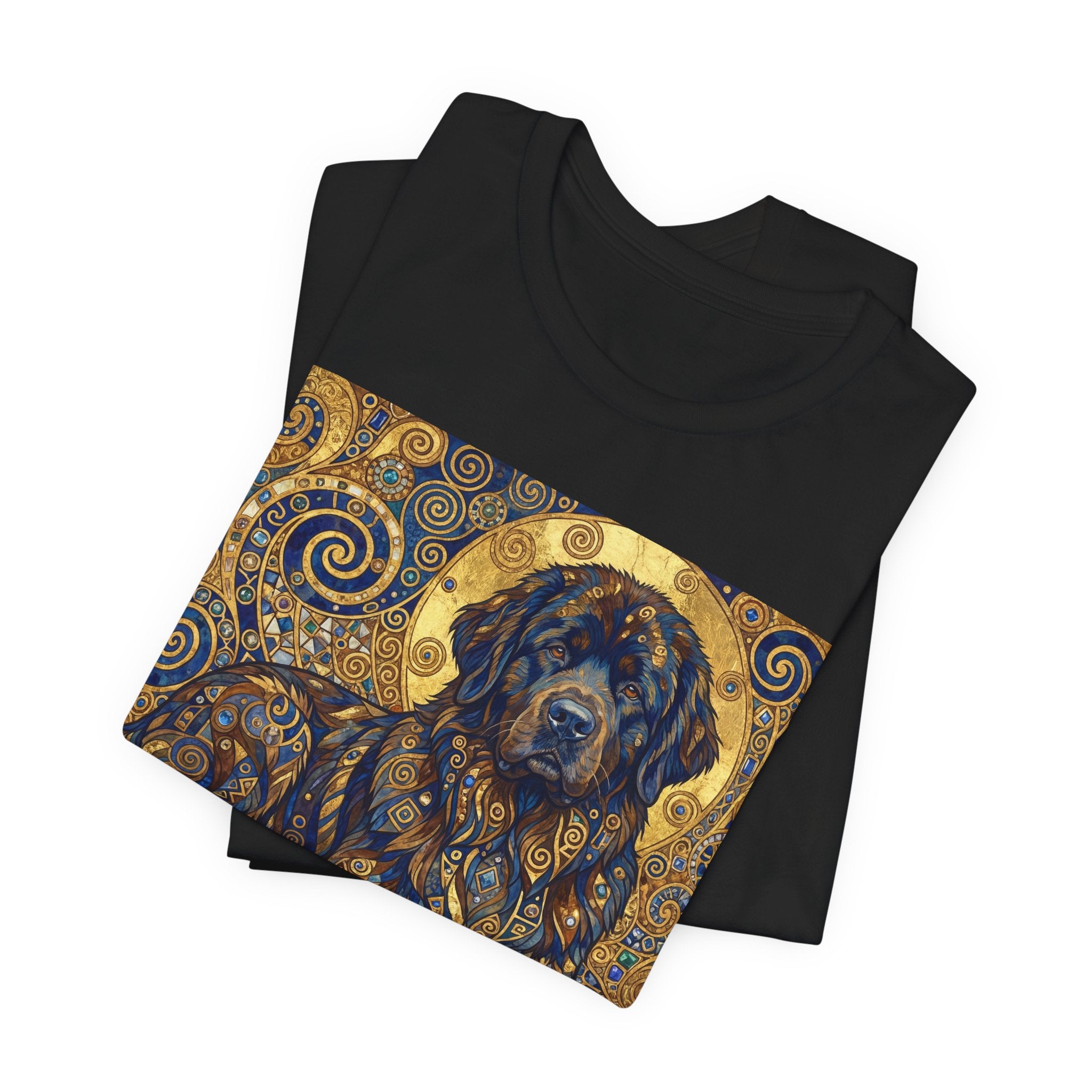 Klimt Style Newfoundland T-Shirt — Gold Spiral Art Print