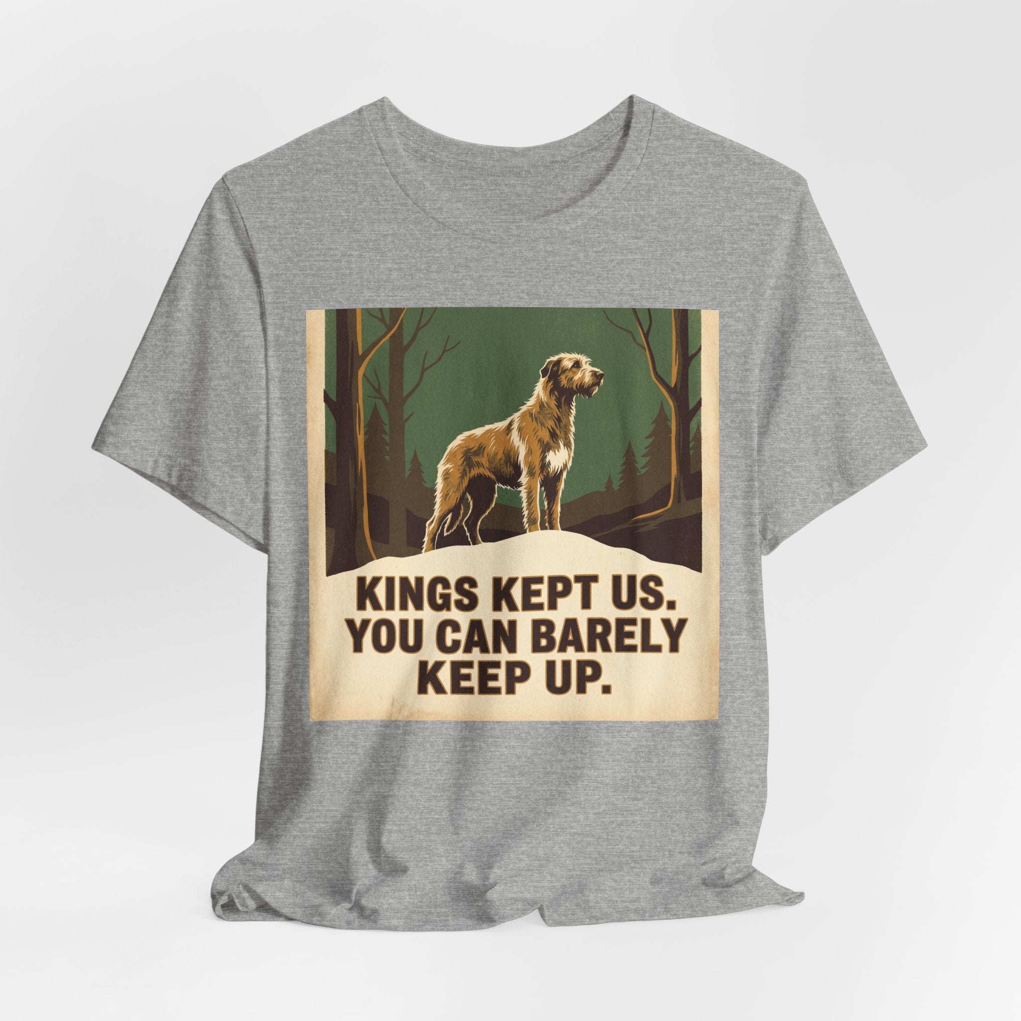 Camiseta Lebrel Irlandés Vintage Retro — Estilo Póster Verde Bosque