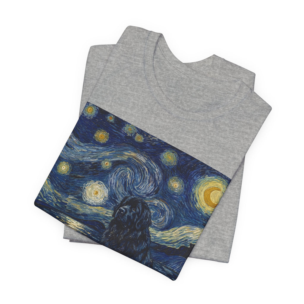 Van Gogh Style Newfoundland T-Shirt — Moonlit Seascape Art Print