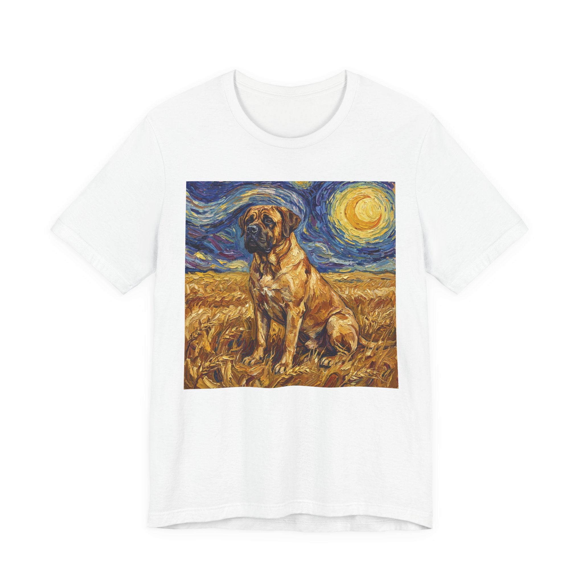 Van Gogh Style Mastiff T-Shirt — Starry Night Wheat Field Art Print