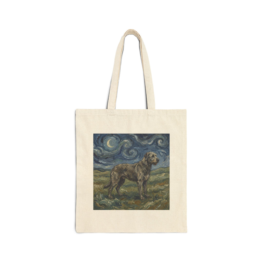 Van Gogh Style Irish Wolfhound Tote Bag – Swirling Night Sky Art Print – side view