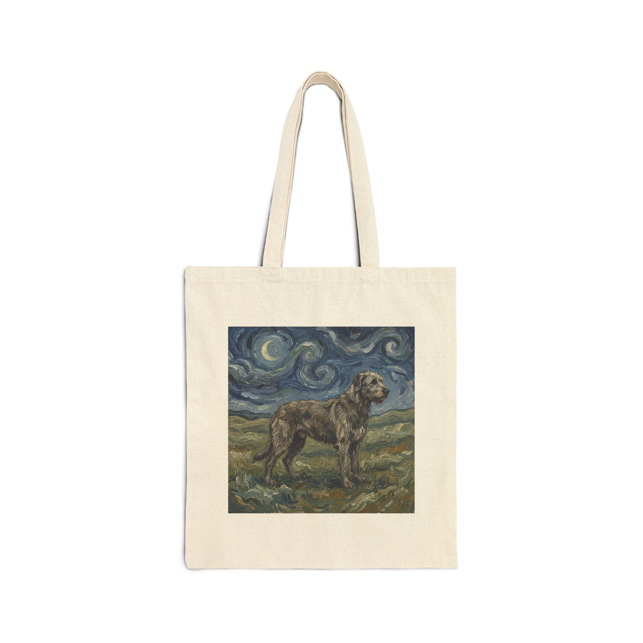 Van Gogh Style Irish Wolfhound Tote Bag – Swirling Night Sky Art Print – side view