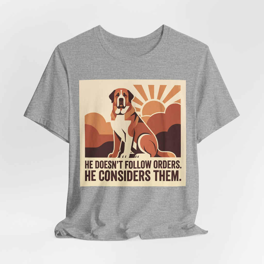 Saint Bernard Vintage Retro Art T-Shirt | Warm Sunburst Earth Tones
