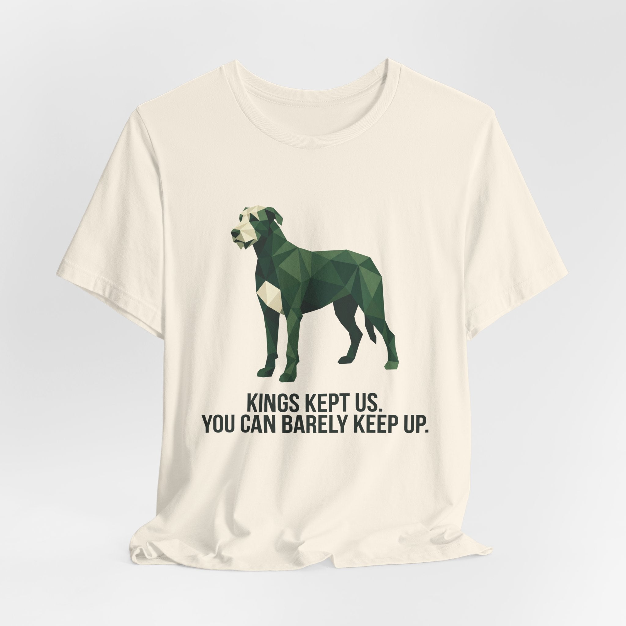 Irish Wolfhound Low Poly T-Shirt — Deep Forest Green Geometric Art Print