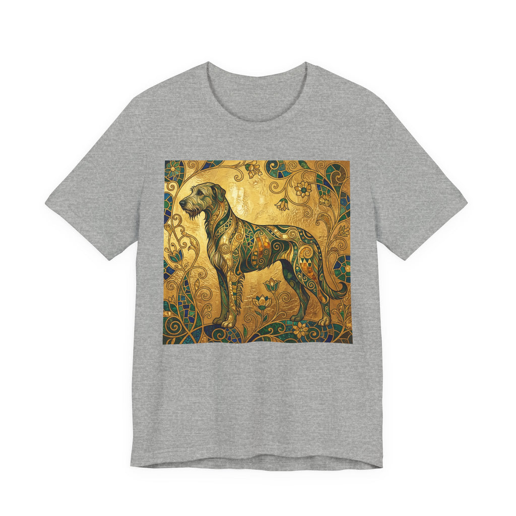 Klimt Style Irish Wolfhound T-Shirt — Gold Mosaic Ornamental Art Print