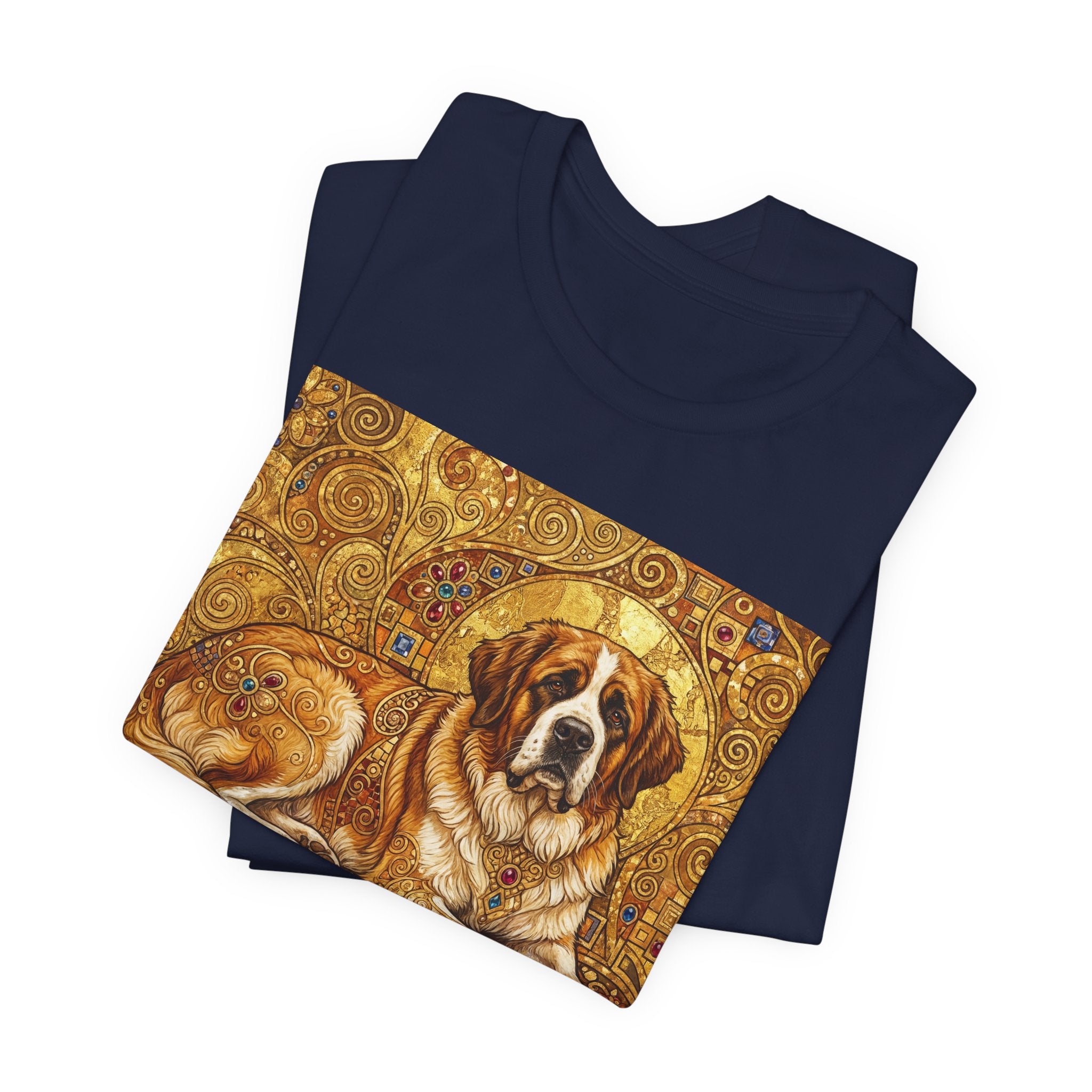 Klimt Style Saint Bernard T-Shirt — Gold Mosaic Art Print
