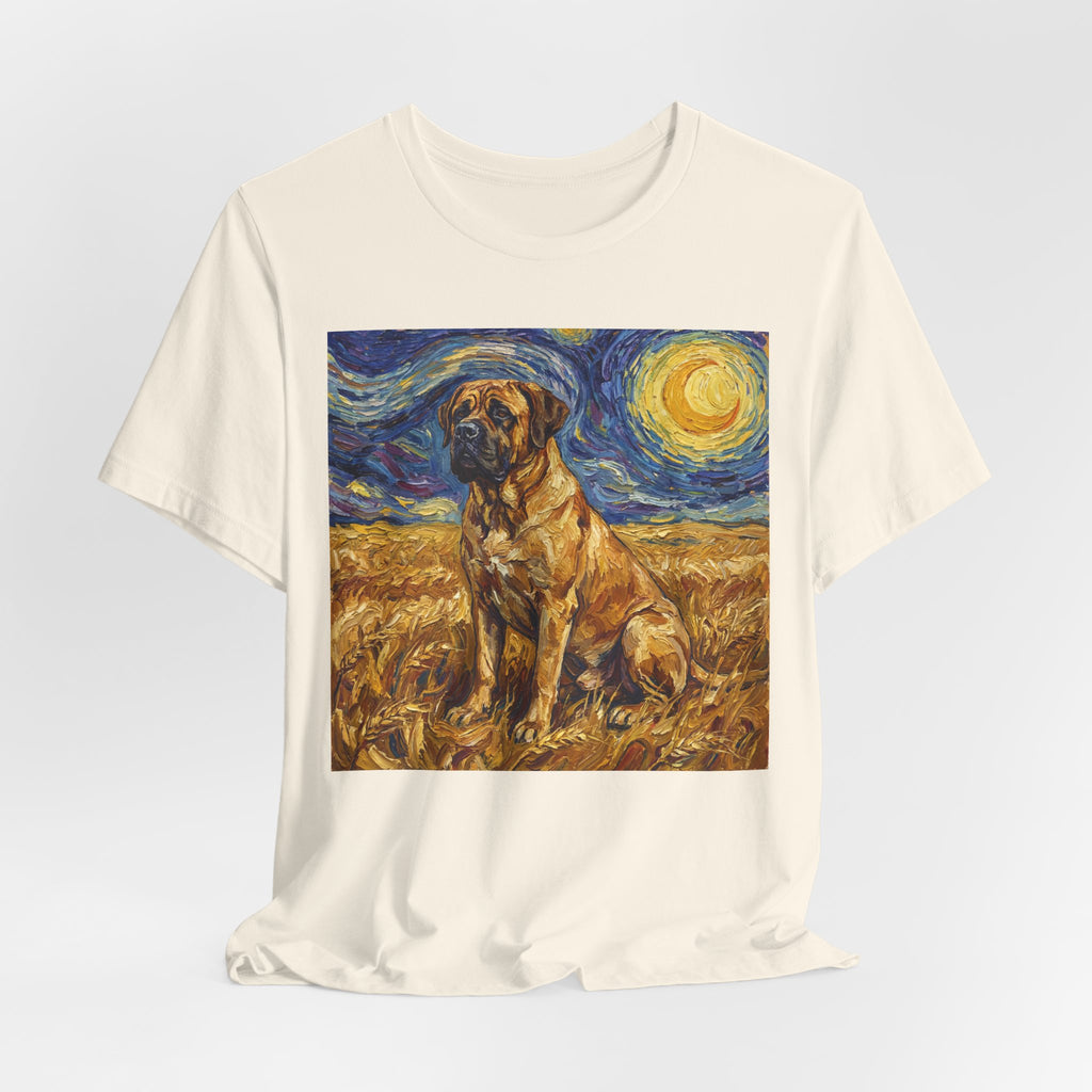 Van Gogh Style Mastiff T-Shirt — Starry Night Wheat Field Art Print