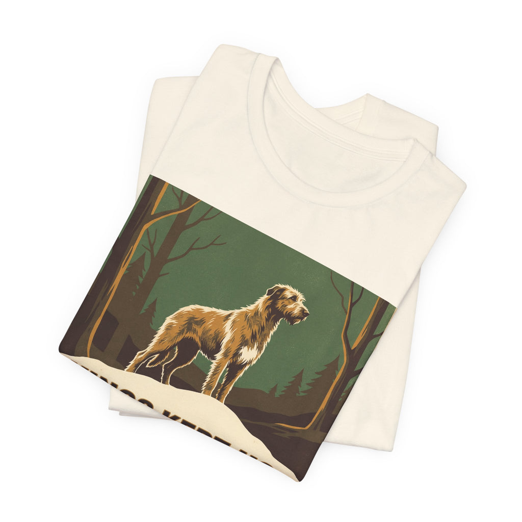 Camiseta Lebrel Irlandés Vintage Retro — Estilo Póster Verde Bosque
