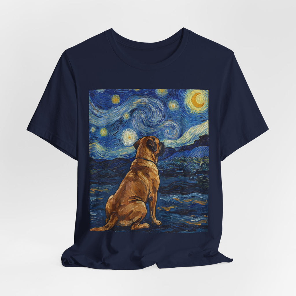Van Gogh Style Mastiff T-Shirt — Starry Night Gaze Art Print