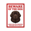 Beware of Newfoundland Sign – Dark Chocolate Portrait Outdoor Vinyl Decal – side view