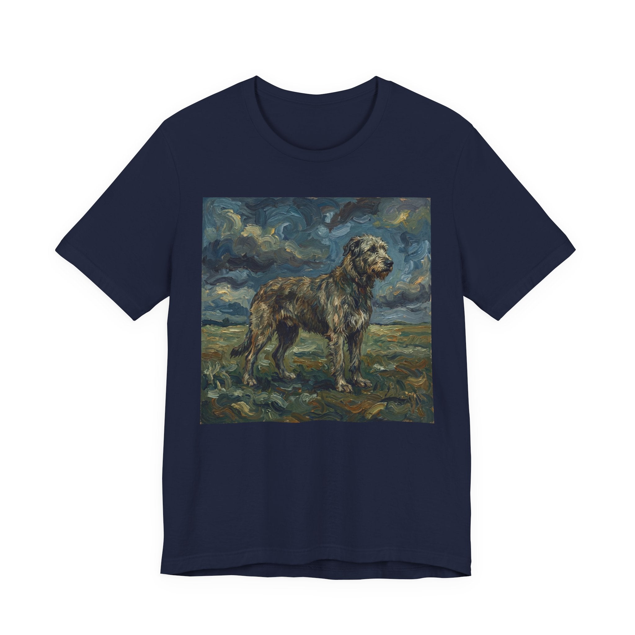 Van Gogh Style Irish Wolfhound T-Shirt — Stormy Moorland Art Print