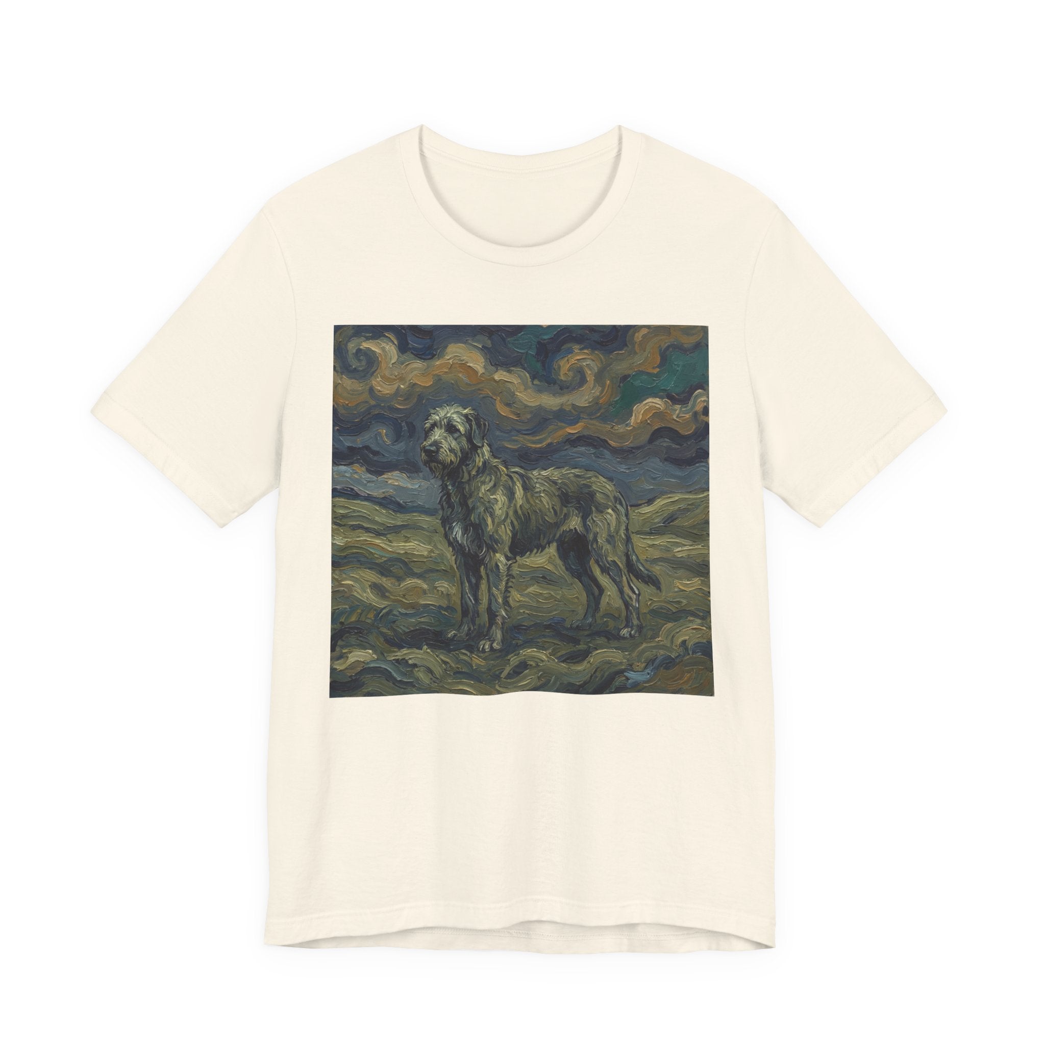 Van Gogh Style Irish Wolfhound T-Shirt — Swirling Storm Sky Art Print