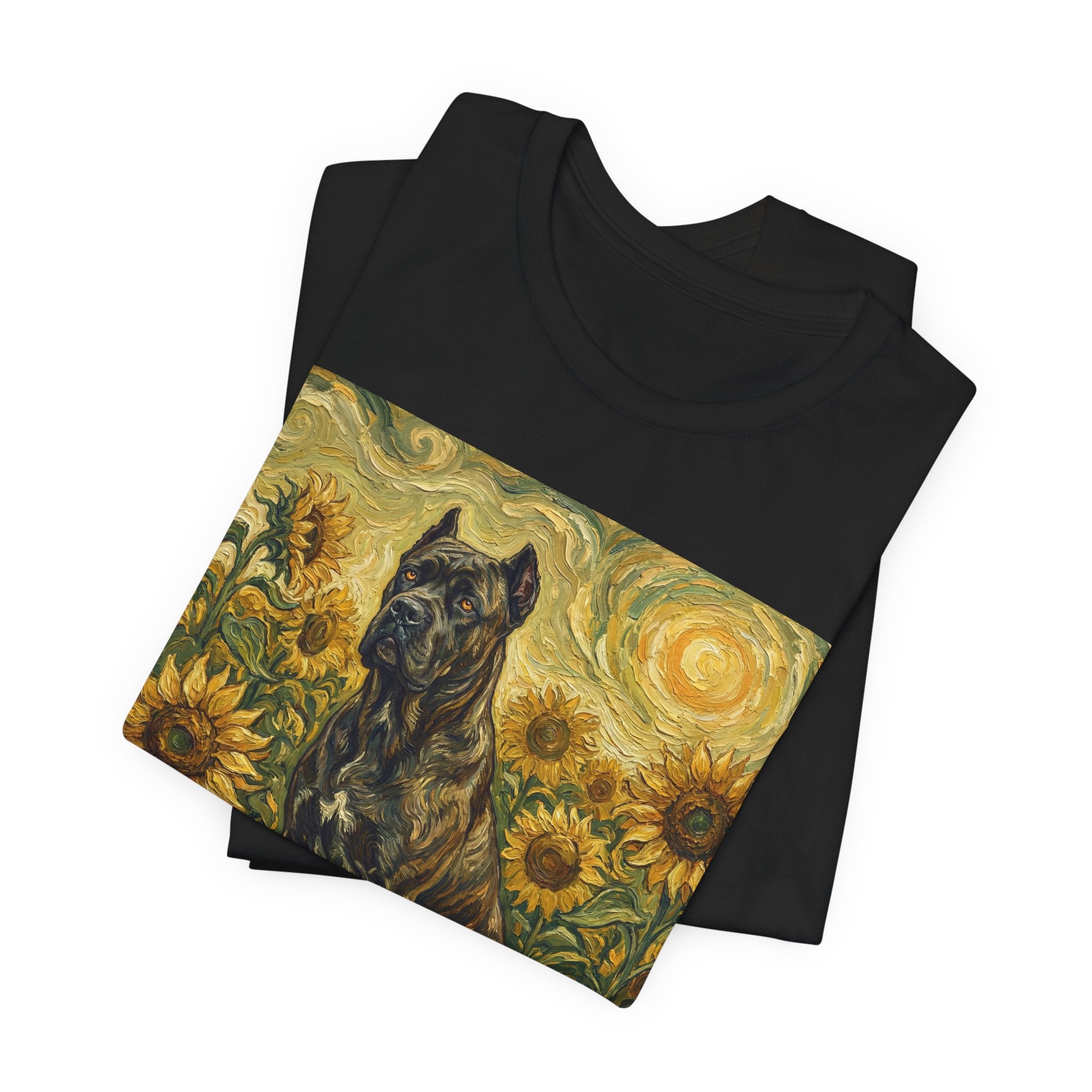 Van Gogh Style Cane Corso T-Shirt — Sunflower Field Art Print