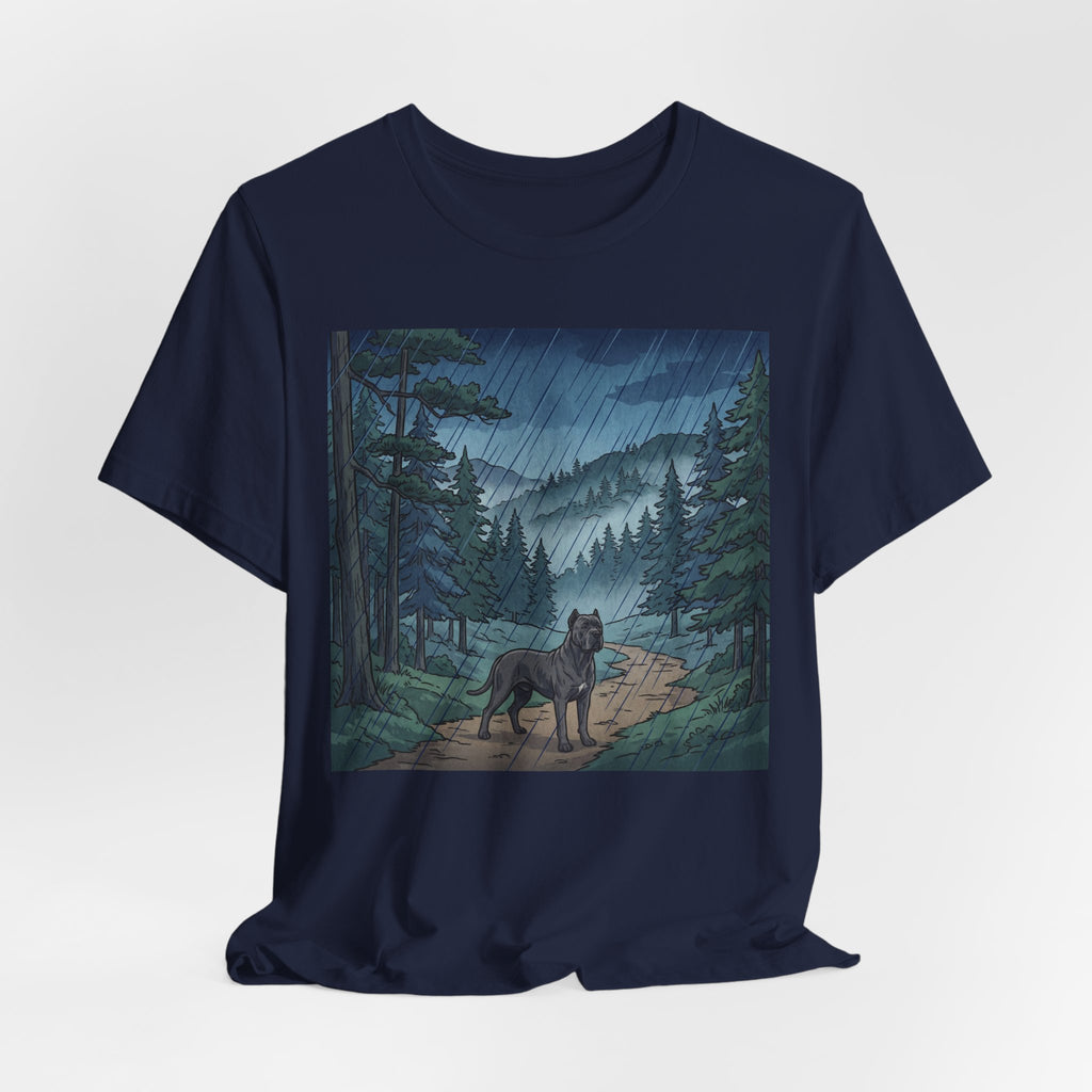 Woodblock Print Cane Corso T-Shirt — Rainy Forest Path Art Print